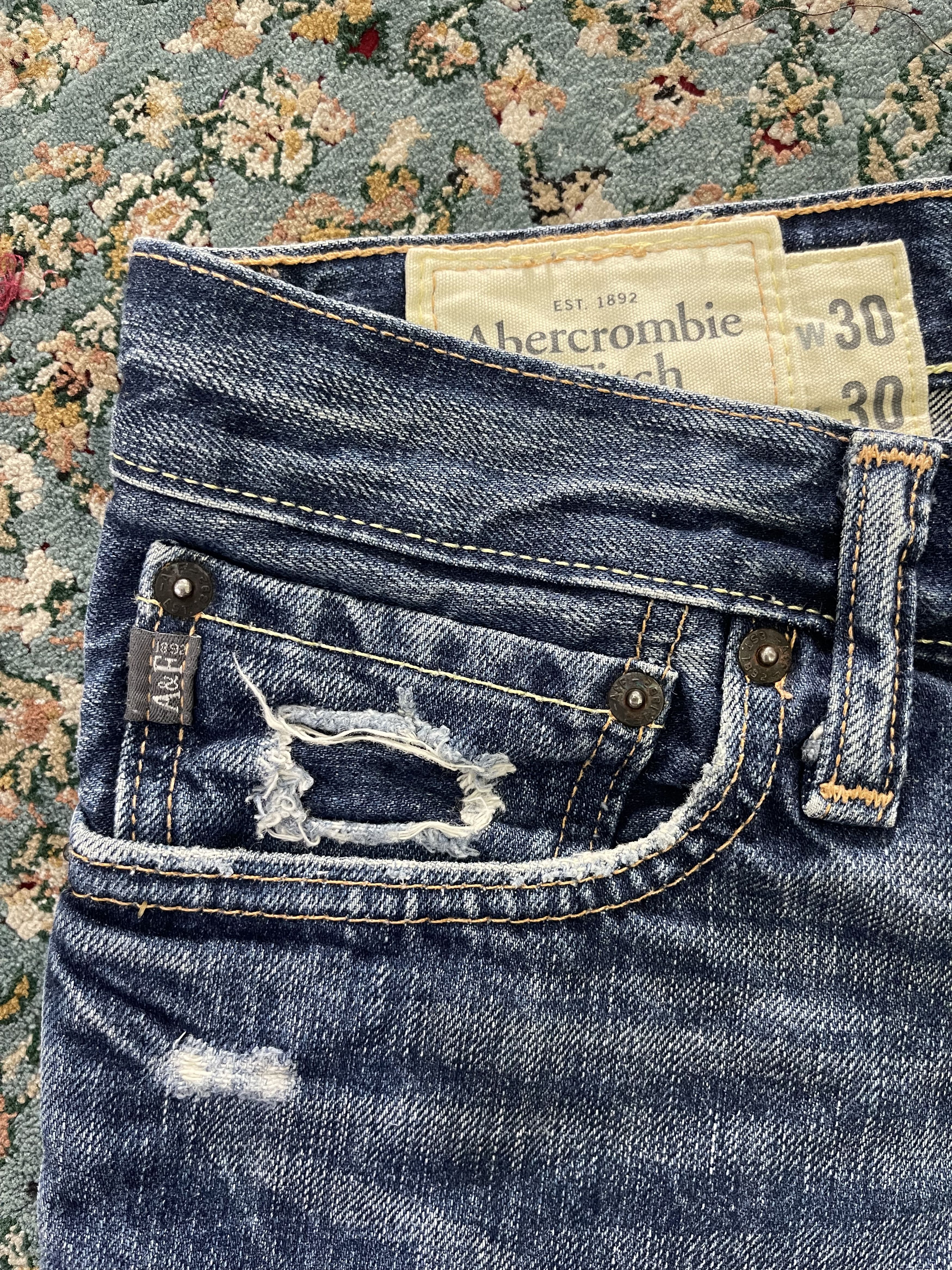 Abercrombie & Fitch A&F BAXTER Low Rise Slim Boot Denim Distressed Size 30x30 Size US 30 / EU 46 - 6 Thumbnail
