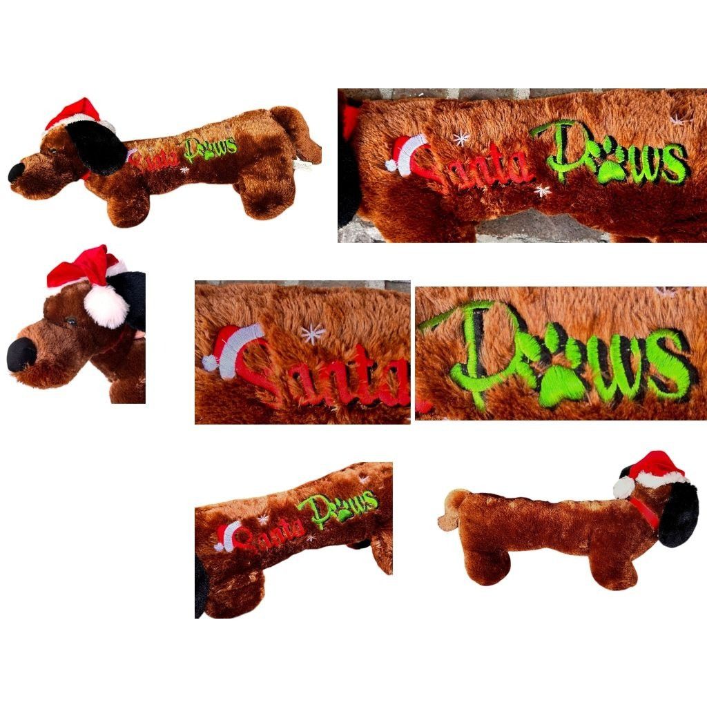 Designer × Vintage VTG Dan Dee Collectors Choice Dachshund Christmas Plush Sant Size ONE SIZE - 7 Thumbnail