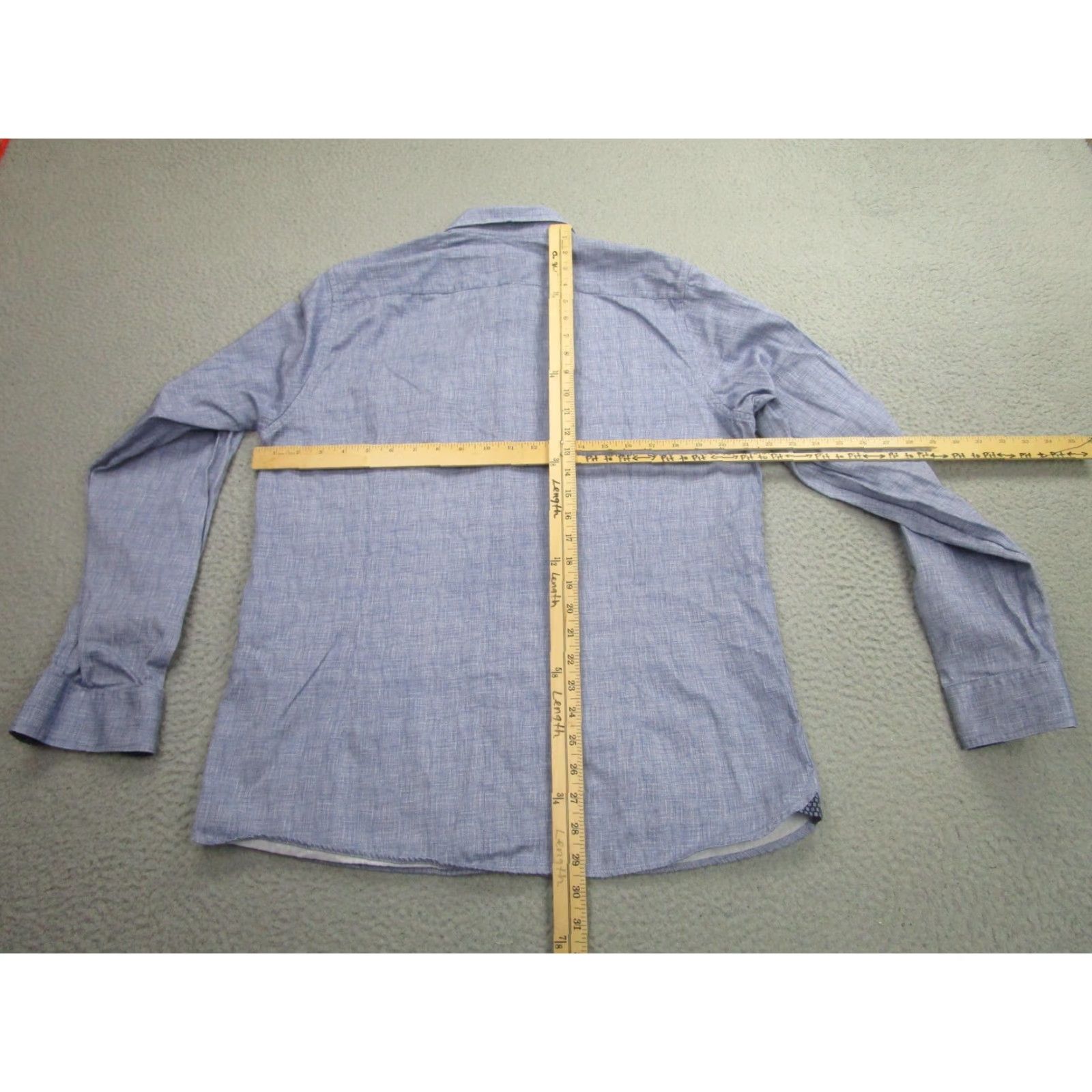 Ted Baker Ted Baker Shirt Mens Large Blue Button-Up Long Sleeve Dress Casual Pocket Geometric Crosshatch 100% Cotton Mens L Size US L / EU 52-54 / 3 - 6 Thumbnail
