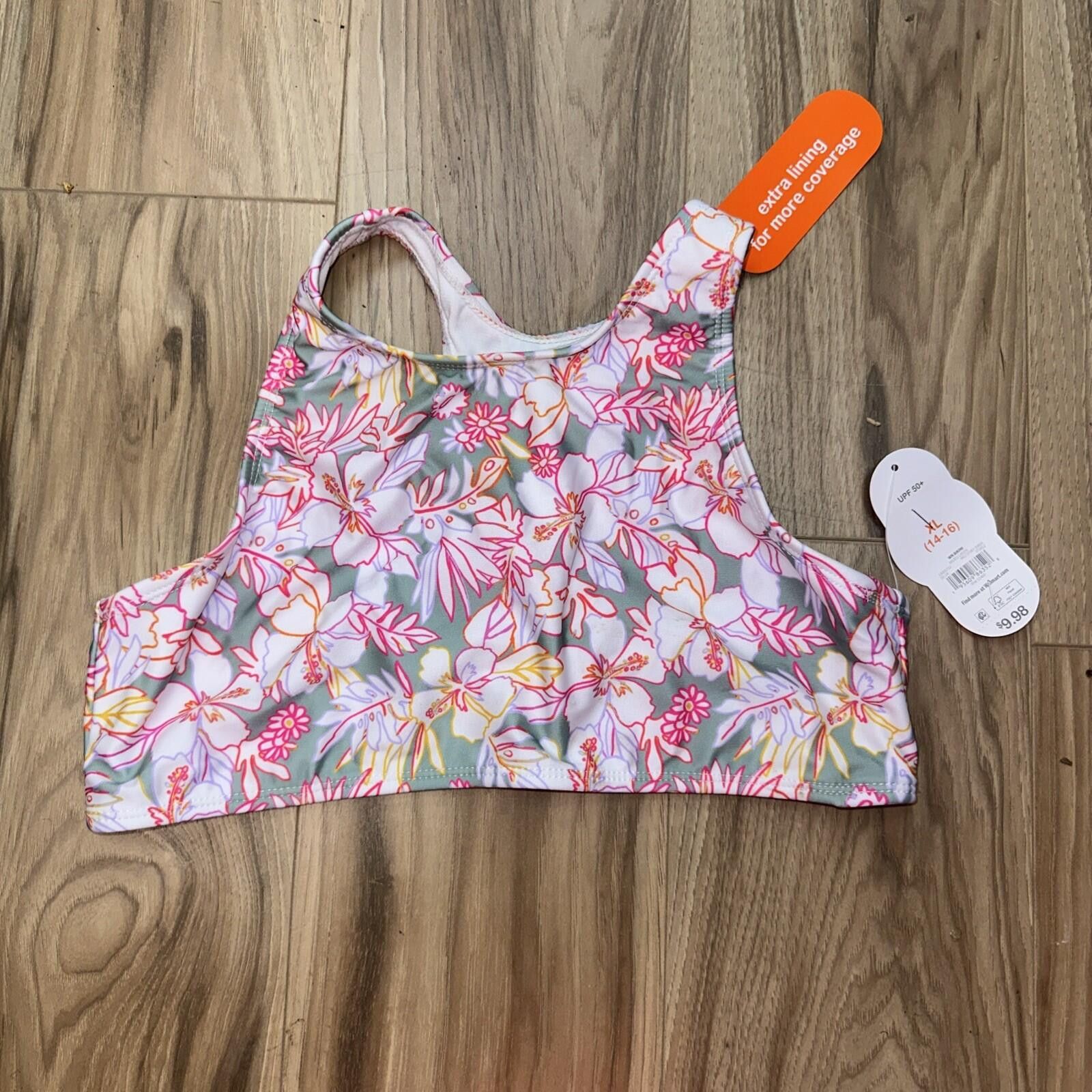 Other WONDER NATION Girls Size XL Purple Pink Floral Swim Top New Size ONE SIZE - 1 Thumbnail