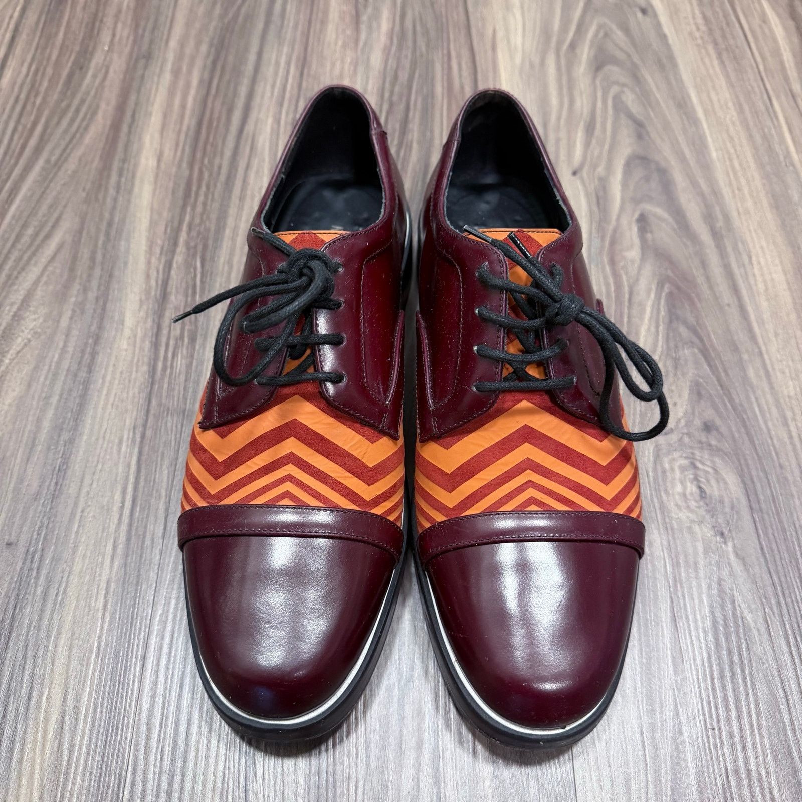 Nicholas Kirkwood Nicholas Kirkwood Striped Leather Derby Shoes Brown 42 Size US 9 / EU 42 - 1 Thumbnail