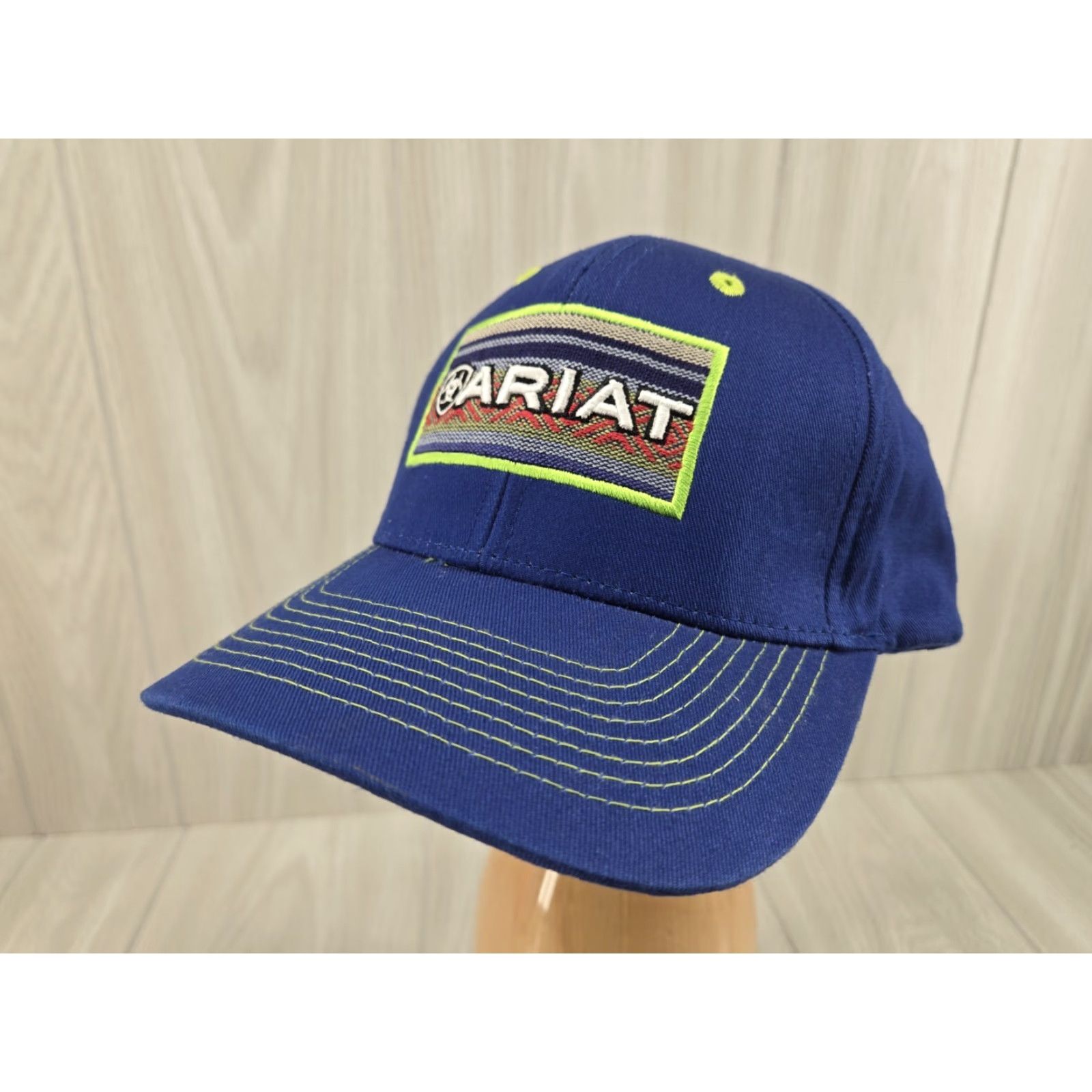 Ariat VINTAGE ARIAT Hat Cap Blue Green Adjustable Strap Solid One Size Men Blue Trucker Hat Size ONE SIZE - 2 Thumbnail