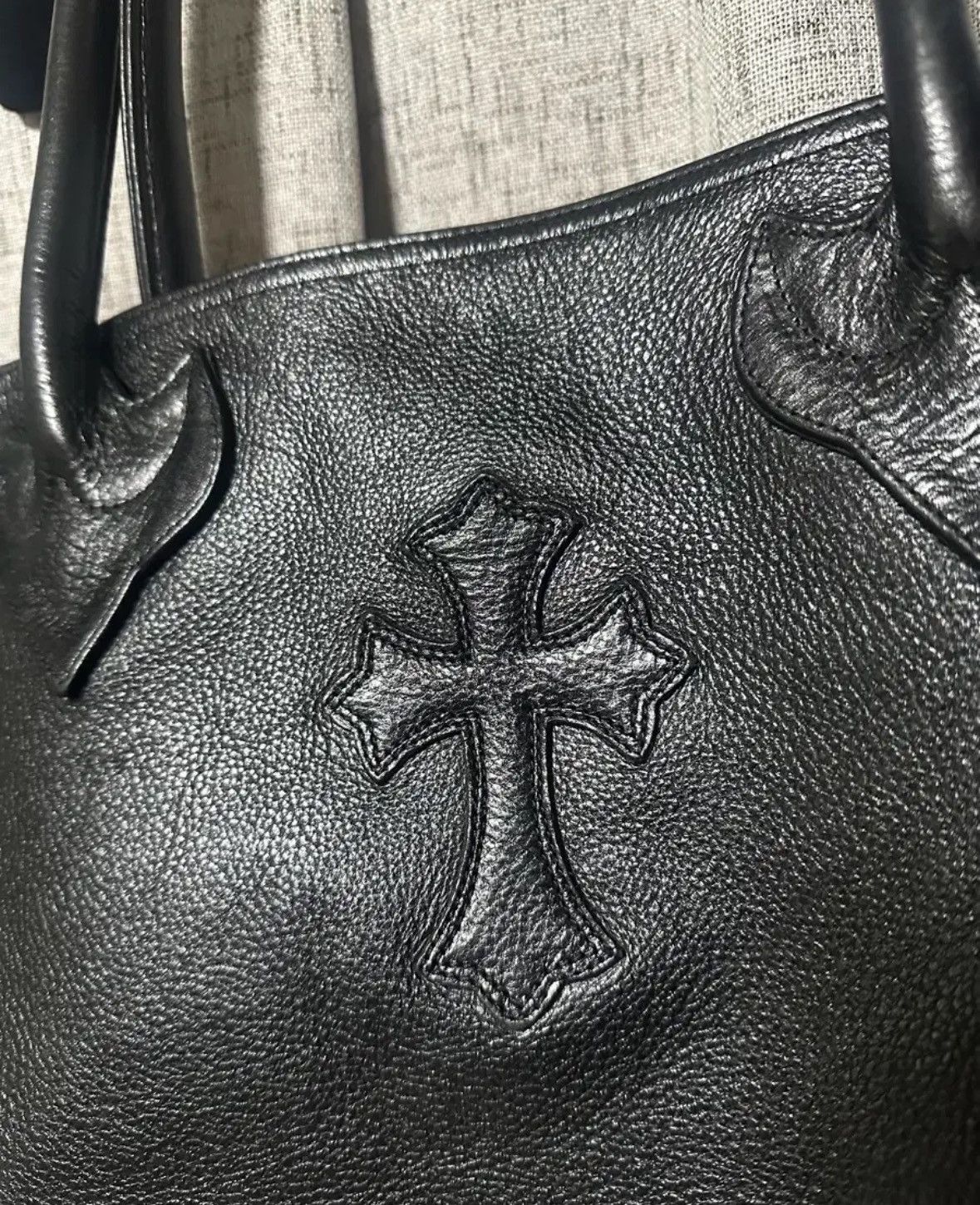 Chrome Hearts Cemetery Cross Patch Leather Tote Bag Size ONE SIZE - 2 Thumbnail