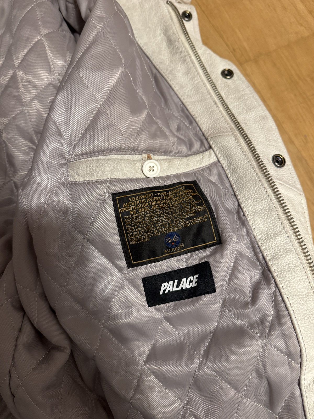 Avirex × Palace Palace x Avirex No Snakes Leather Jacket - White Size US XL / EU 56 / 4 - 8 Thumbnail