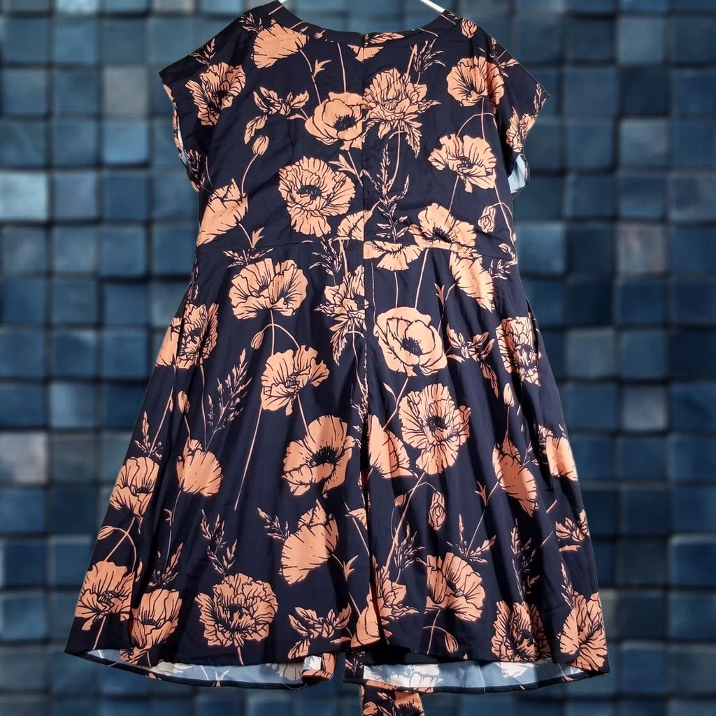 Vintage eShakti Shirt Dress 3X Blue Pink Short Sleeve Floral Artsy Tie Dress Womens 26W Size XXL / US 16-18 / IT 52-54 - 1 Thumbnail