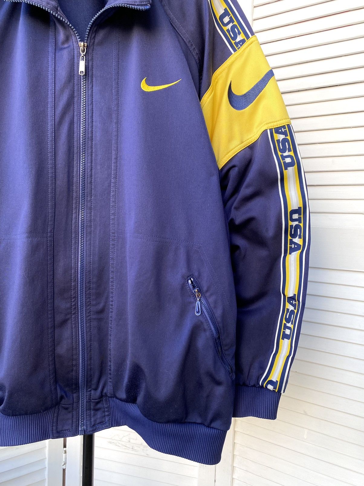 Nike × Vintage Vintage Nike USA Big Swoosh Lampasas Y2K Track Jacket Size US XL / EU 56 / 4 - 10 Thumbnail