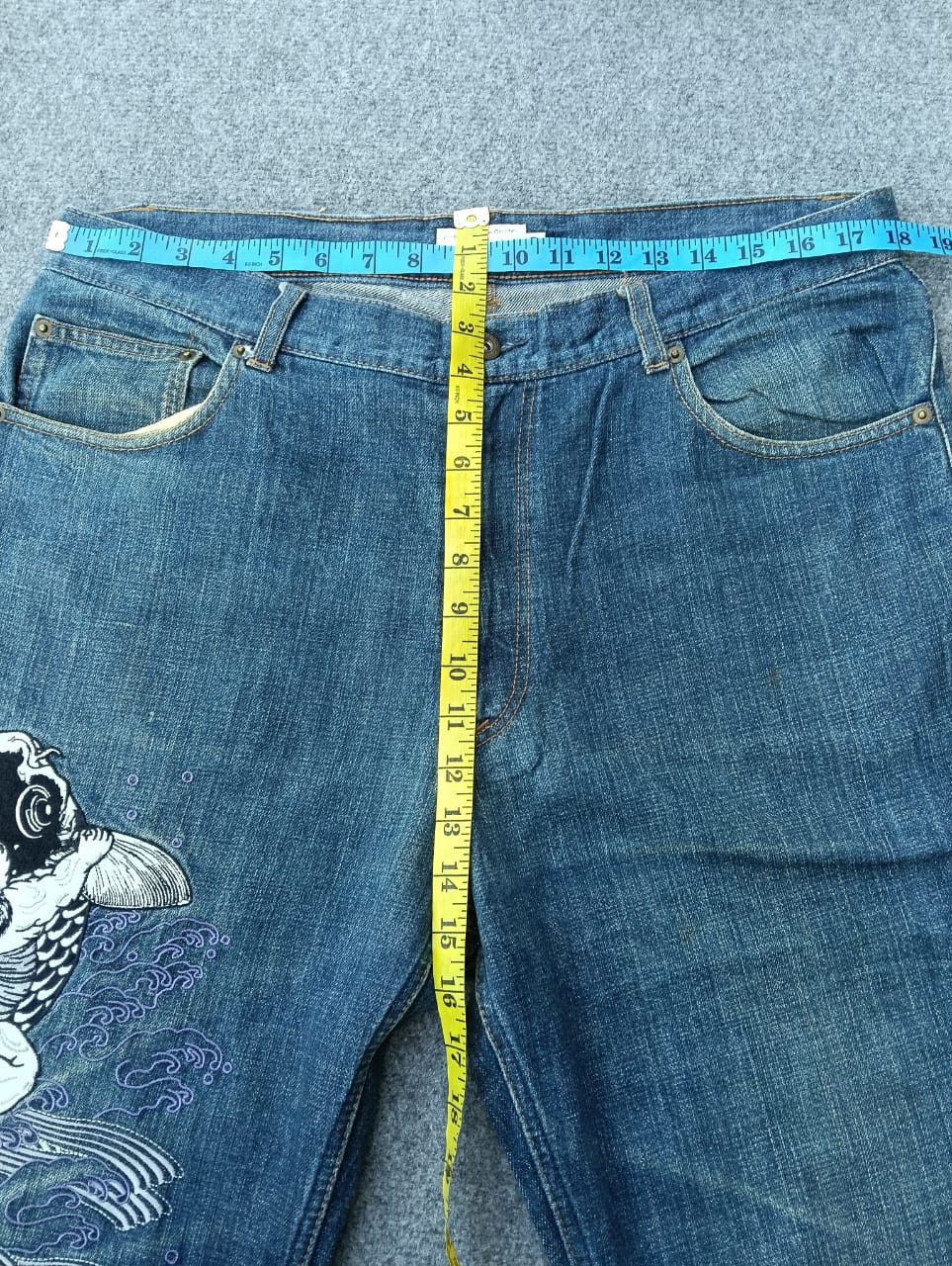 Karakuri Tamashii Karakuri Tamashii Embroidered Koi Fish Kintaro Japanese jean Size US 36 / EU 52 - 6 Thumbnail