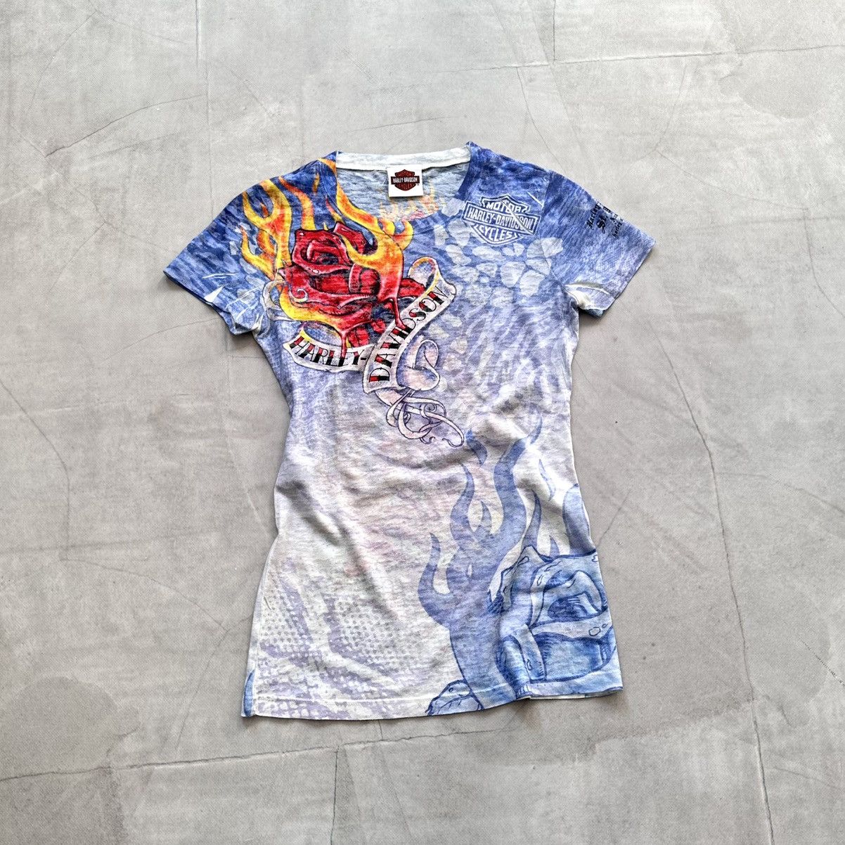 Hysteric Glamour 00s Tribal Flame Harley Davidson T Shirt Affliction Ed Hardy Size S / US 4 / IT 40 - 3 Thumbnail