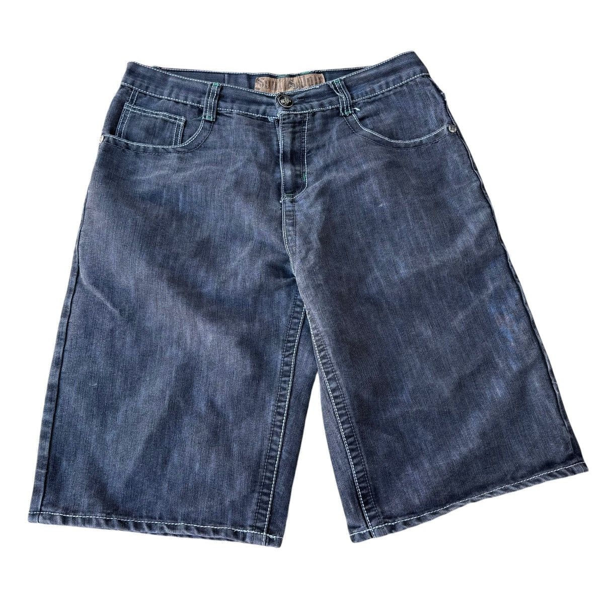 Southpole × Vintage Baggy Southpole Green Stiching Y2K Jorts Loose Shorts Skate Size US 36 / EU 52 - 5 Thumbnail