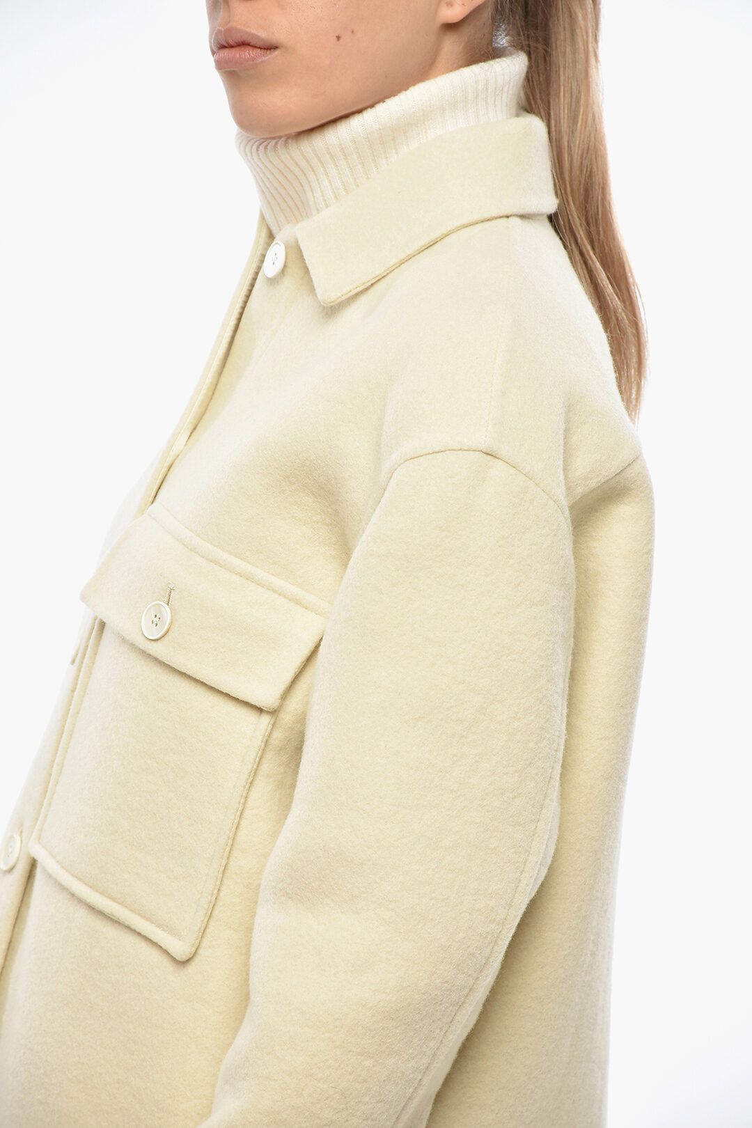 Jil Sander og1mm1225 Virgin Wool Oversized Coat in Yellow Size S / US 4 / IT 40 - 2 Thumbnail