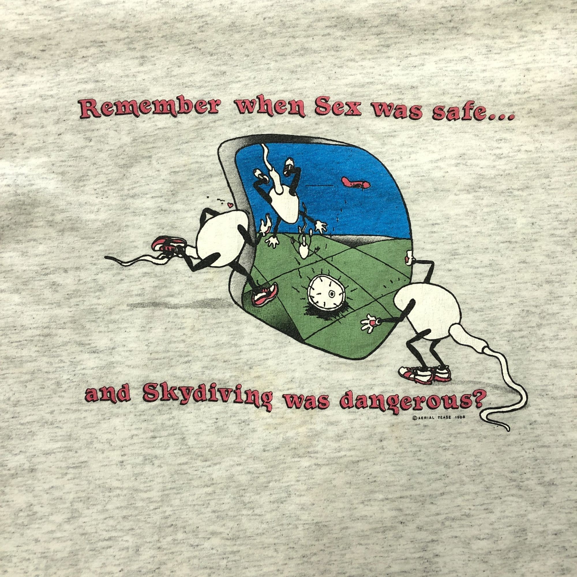 Other Vintage Oneita Remember When Sex was Safe Grey T-Shirt Size US M / EU 48-50 / 2 - 2 Thumbnail