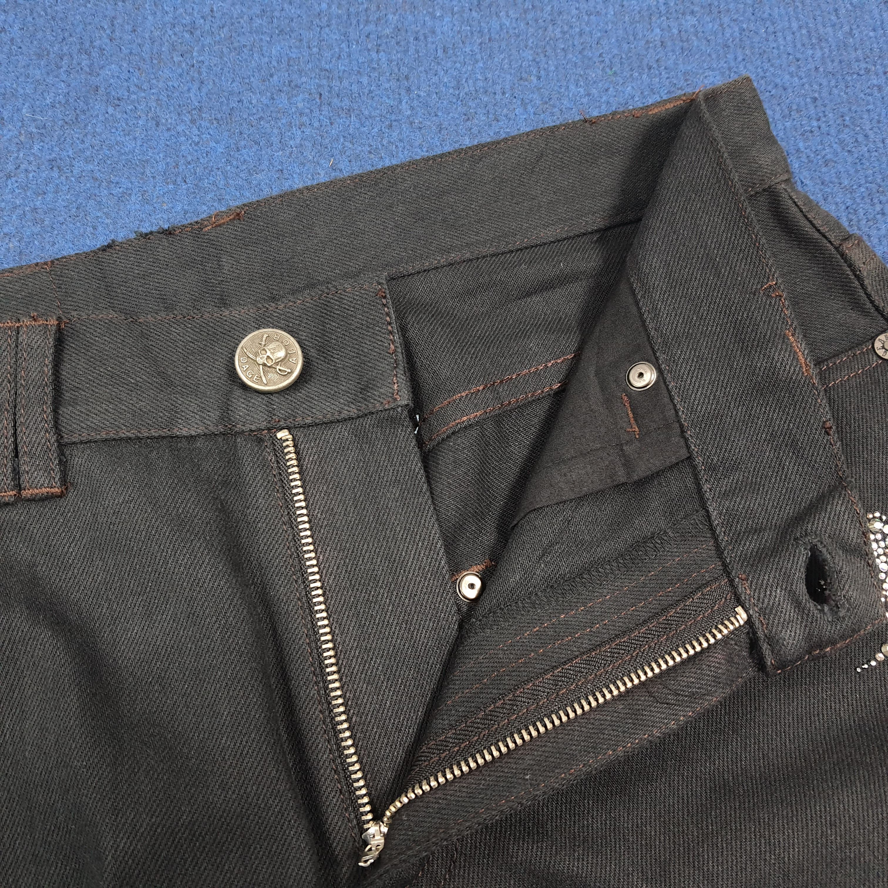 Japanese Brand Vintage Abordage Japan Skull Gothic Selvedge Pants C280N6 Size US 31 - 9 Thumbnail