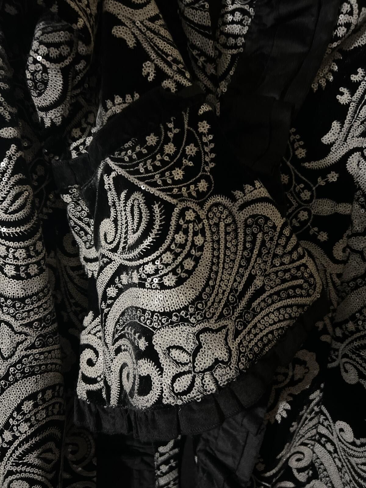 Other Nuvula Black Cream Paisley Ruffle Trim Jacket $756 Goth Size M / US 6-8 / IT 42-44 - 6 Thumbnail