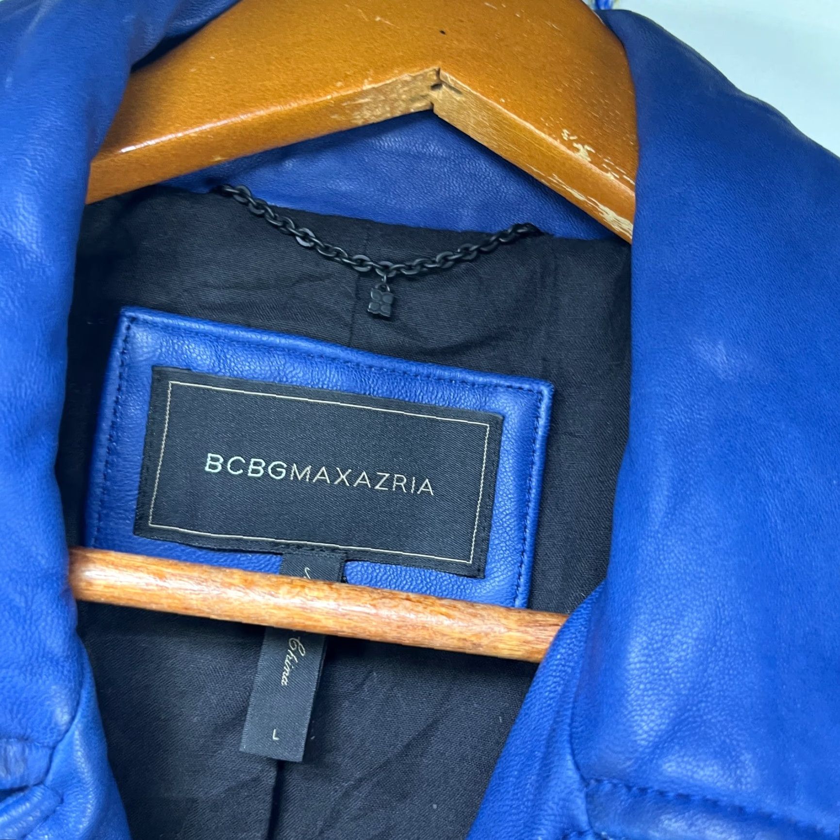 Bcbgmaxazria BCBGMAXAZRIA Leather Jacket Blue Women's Large Motorcycle Jacket Size L / US 10 / IT 46 - 5 Thumbnail
