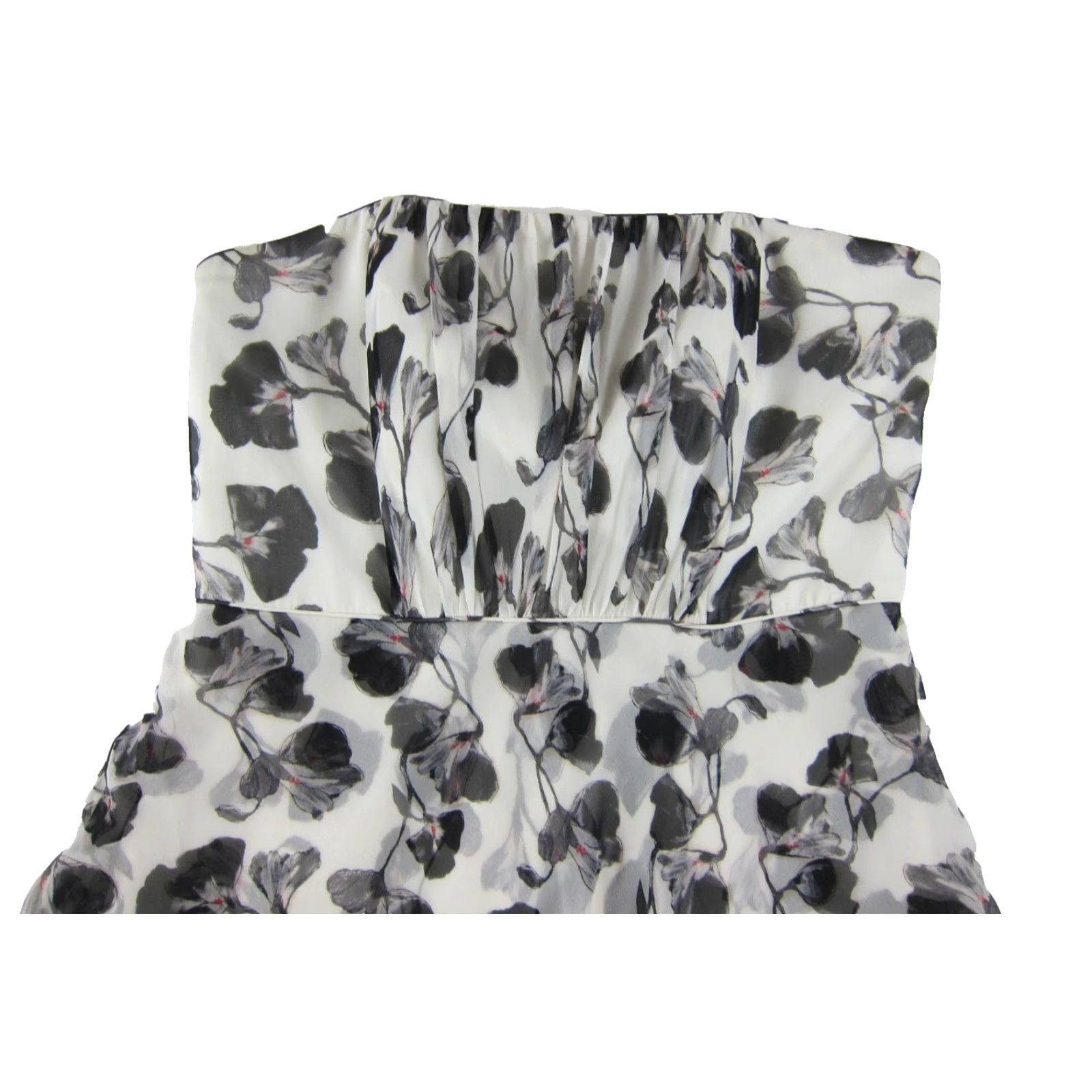 White House Black Market VINTAGE White House Black Market Silk Strapless Dress 10 Floral Knee Length Shirt Women Size L / US 10 / IT 46 - 4 Thumbnail