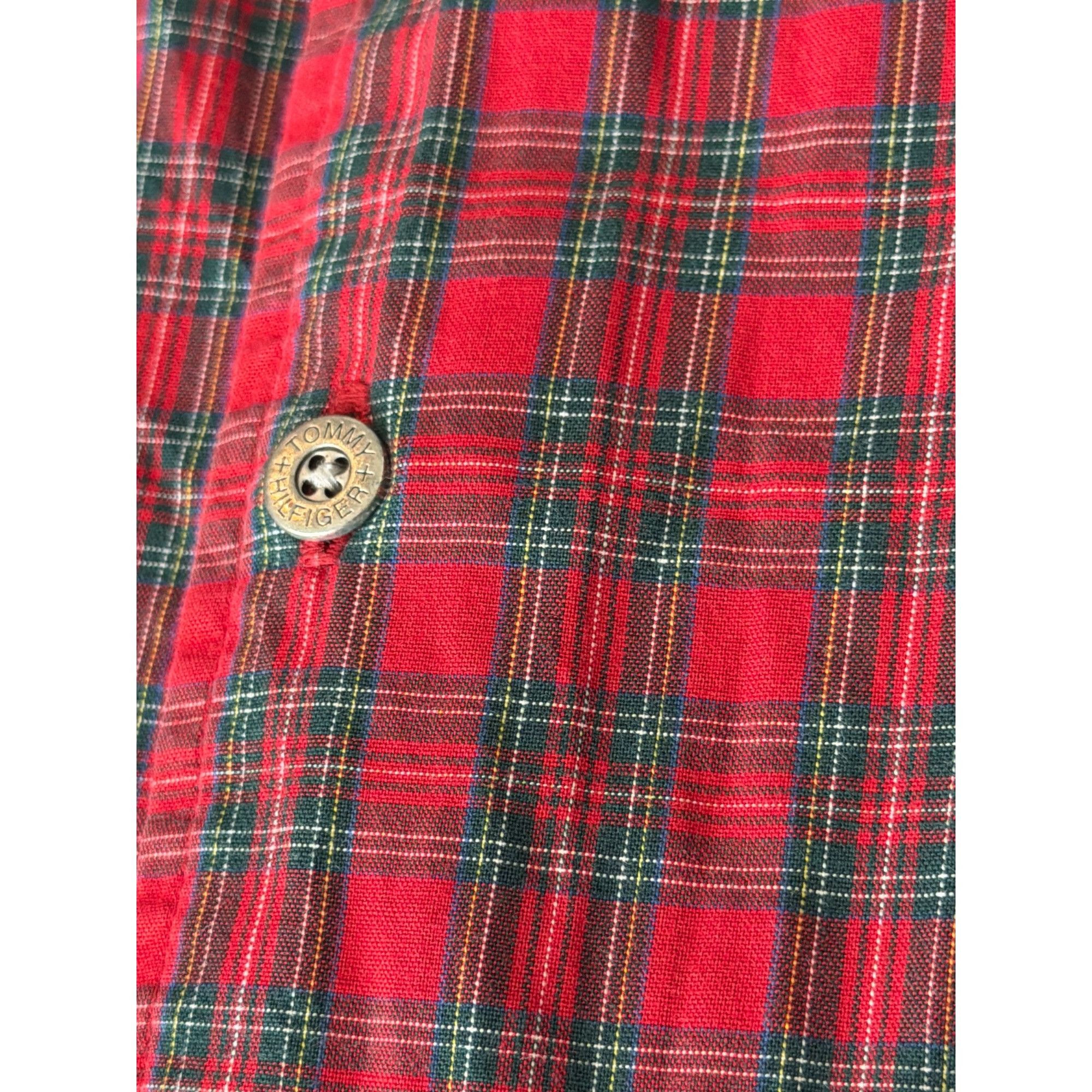 Tommy Hilfiger Vintage Tommy Hilfiger Red Plaid Long Sleeve Pocket Flag But Size L / US 10 / IT 46 - 2 Thumbnail
