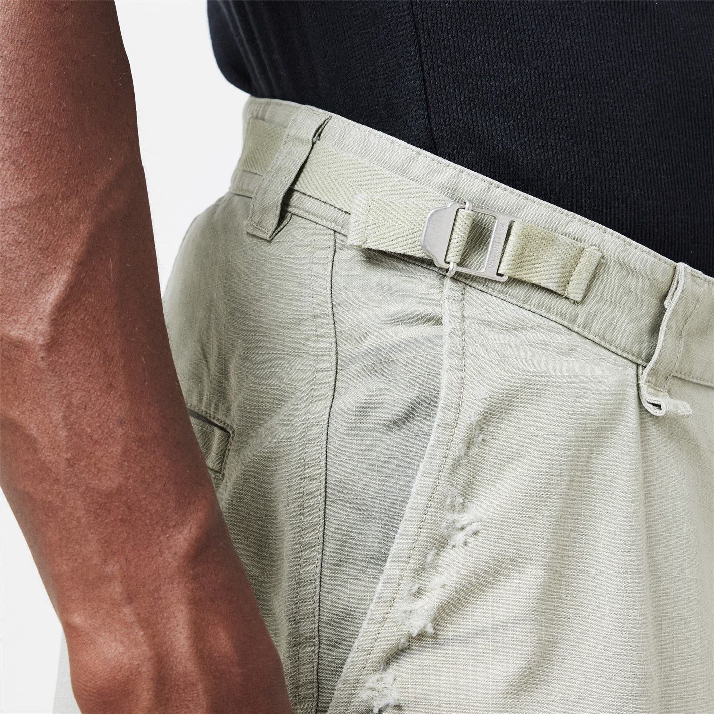 Balenciaga o1g2r1mq0226 Washed Wide Leg Utility Jeans In Military Beige Size US 34 / EU 50 - 5 Thumbnail