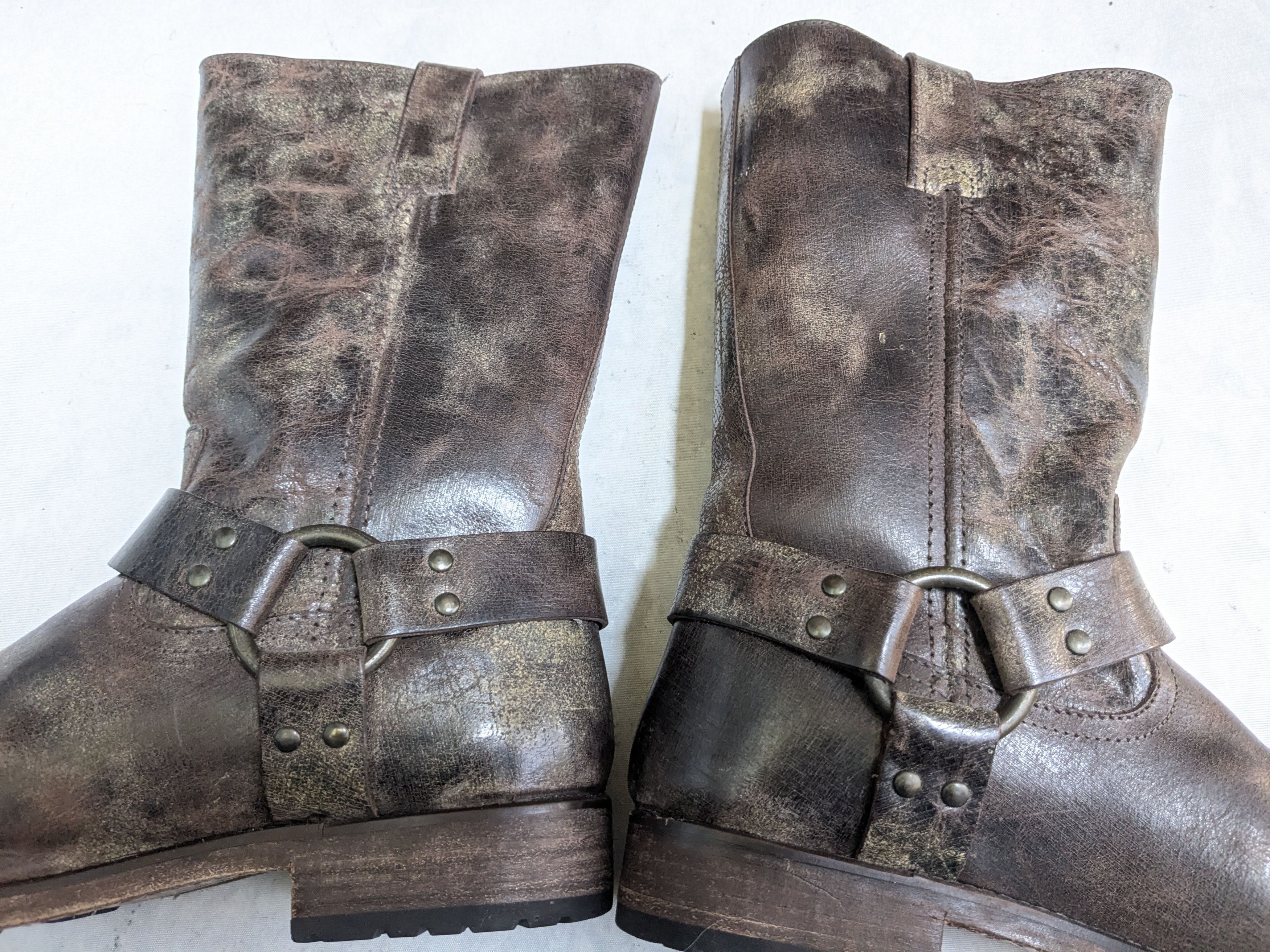 Frye Frye Harness Brown Leather 9.5 D Leather Buckle Punk Size US 9.5 / EU 42-43 - 5 Thumbnail