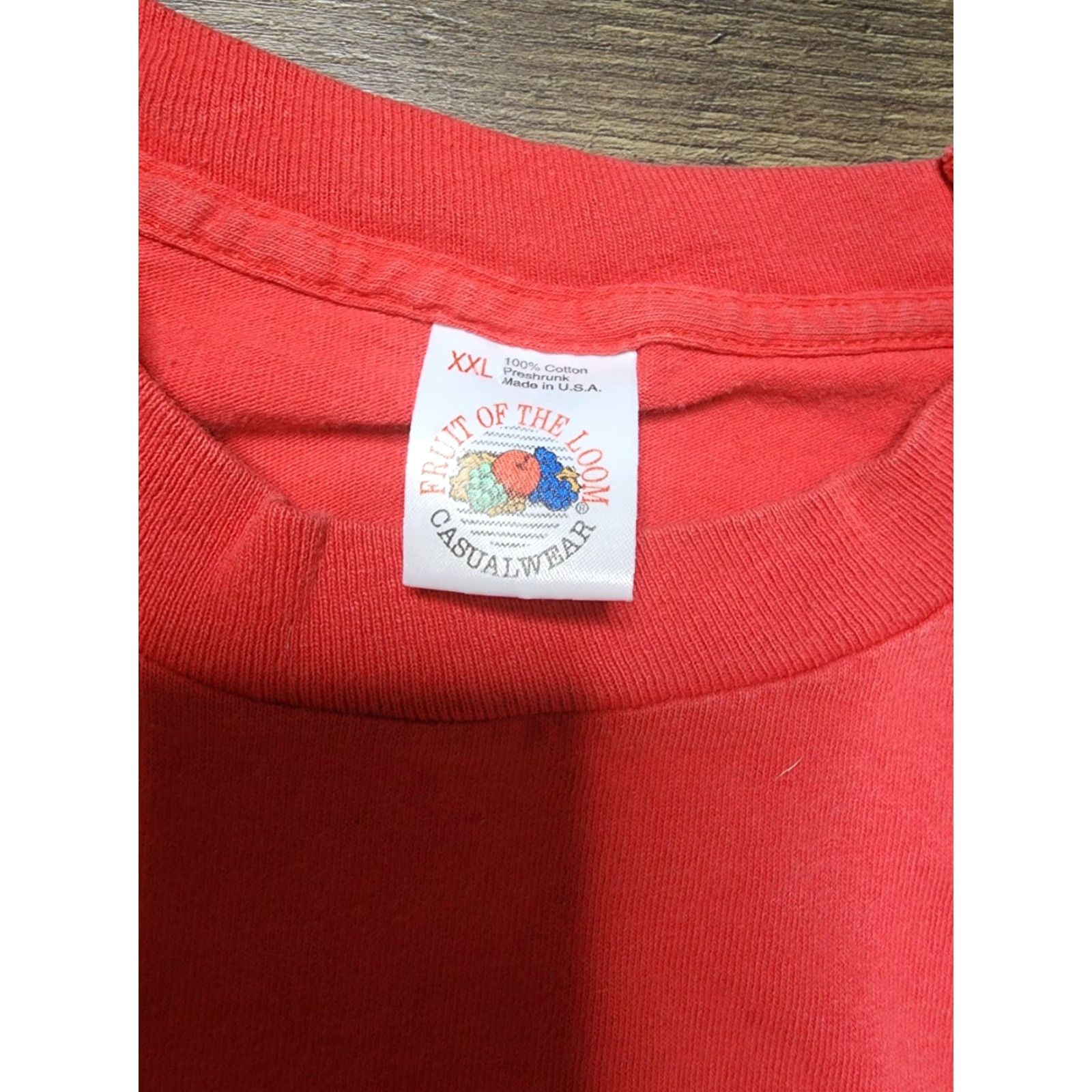 Fruit Of The Loom VINTAGE Fruit of the Loom T-Shirt Mens 2XL Red USA Made Single Stitch Distressed VINTAGE Size US XXL / EU 58 / 5 - 6 Thumbnail