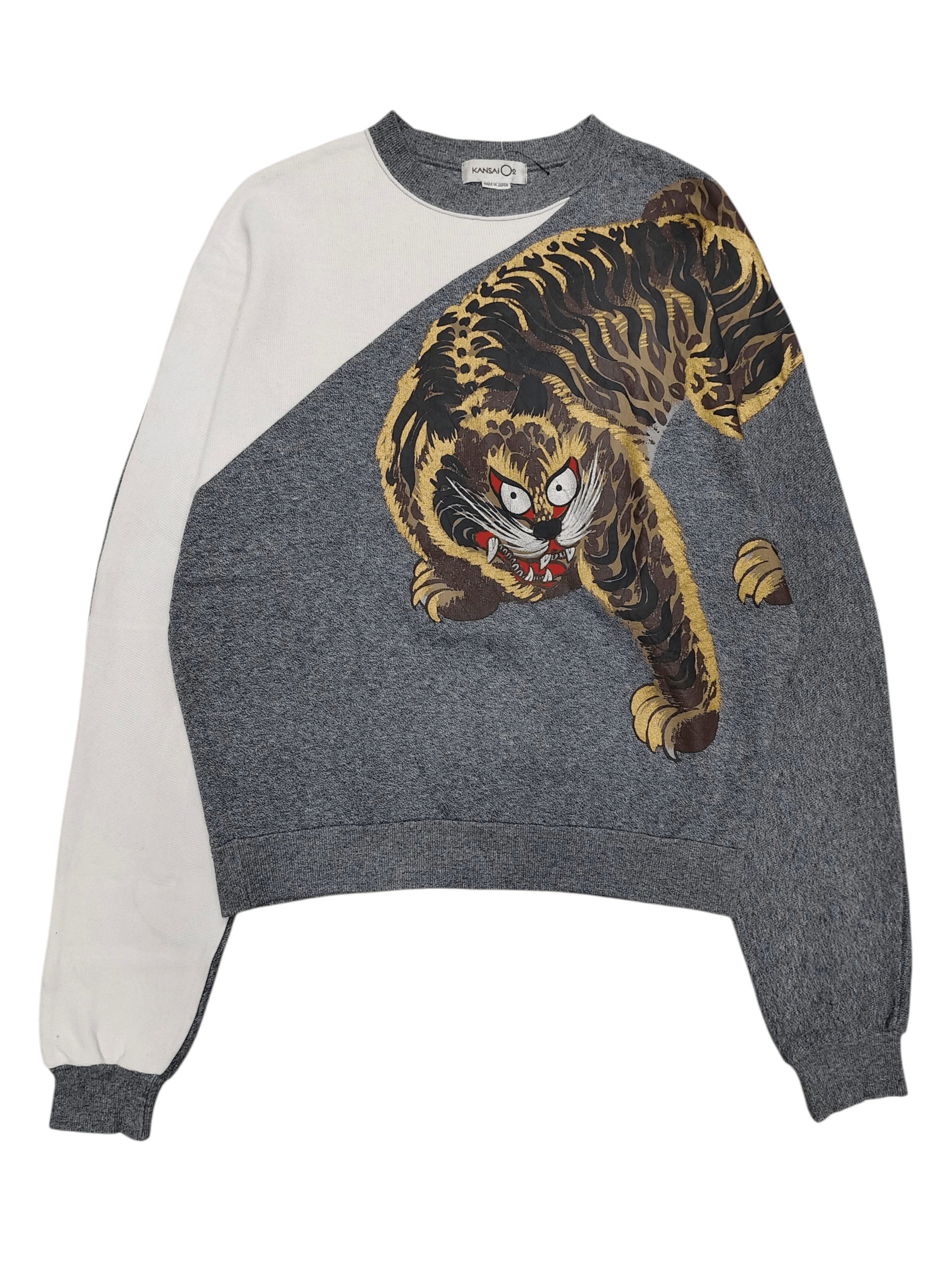 Kansai Yamamoto 80s Kansai O2 Archive Asymmetric Tiger Art Graphic Sweatshir Size US M / EU 48-50 / 2 - 2 Thumbnail