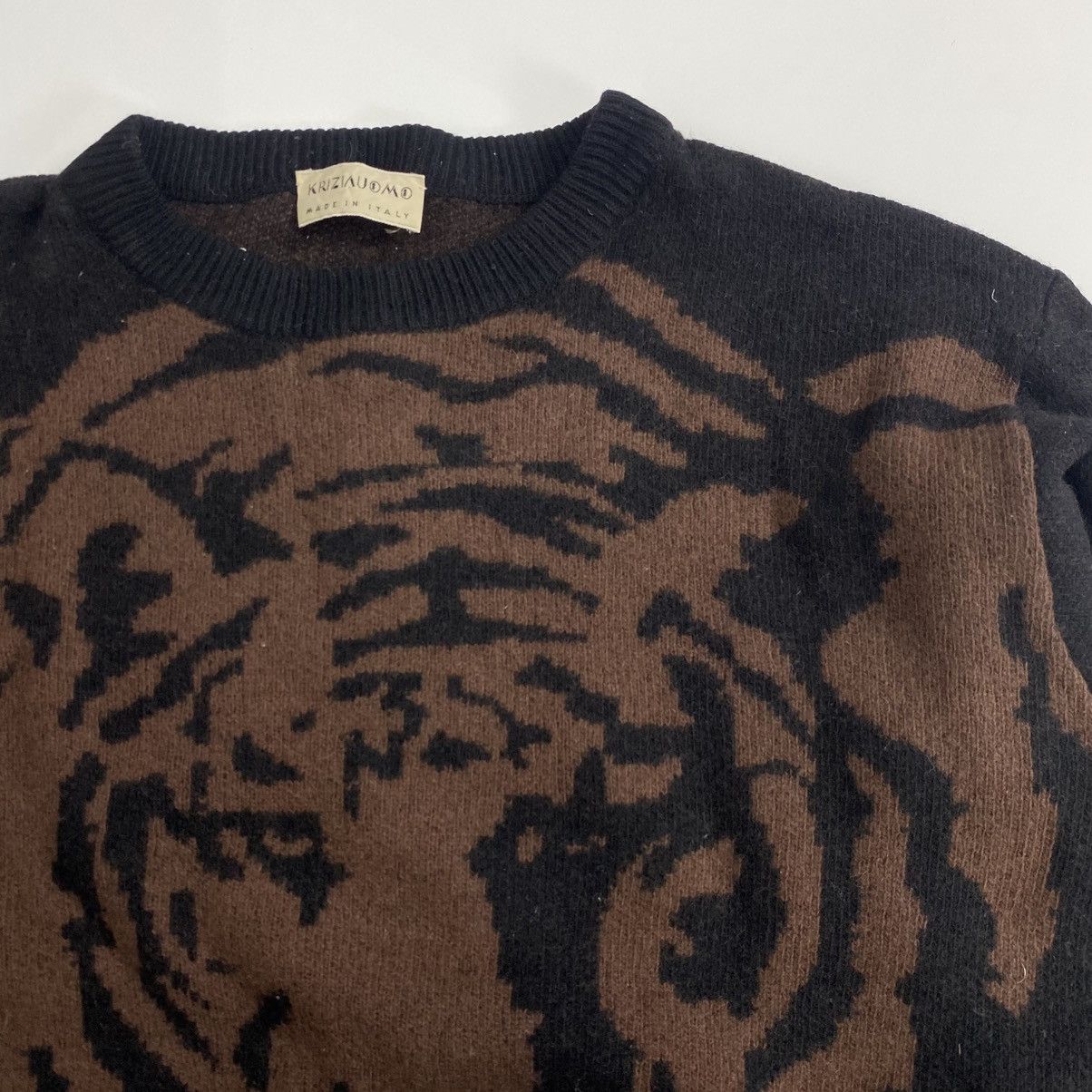 Kenzo × Krizia Uomo × Vintage Krizia Uomo Brown Tiger Designer Sweatshirt Size US M / EU 48-50 / 2 - 3 Thumbnail