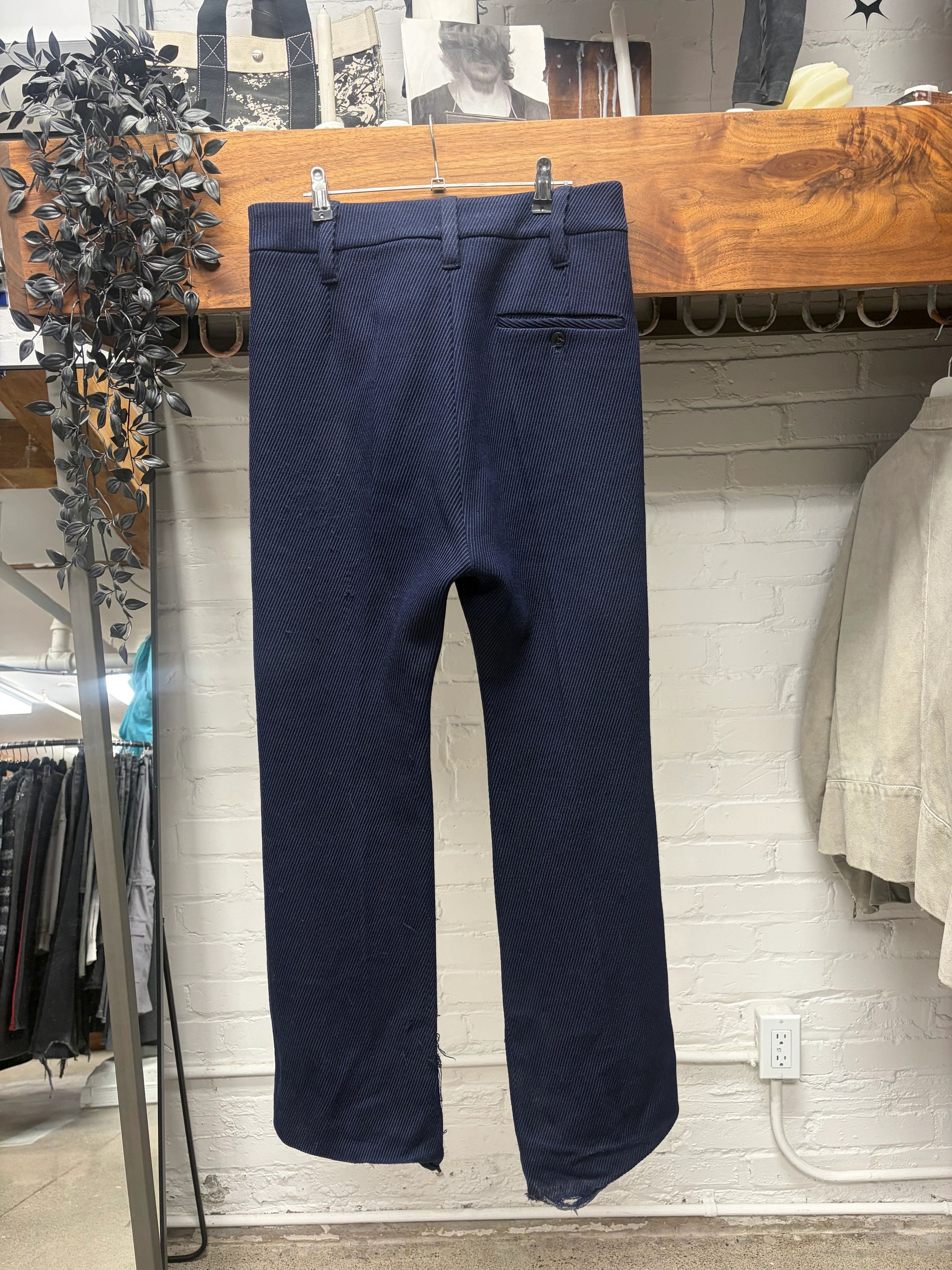 Ann Demeulemeester Ann Demeulemeester Diagonal Corduroy Men’s Blue Flared Leg Trousers Size US 32 / EU 48 - 4 Thumbnail