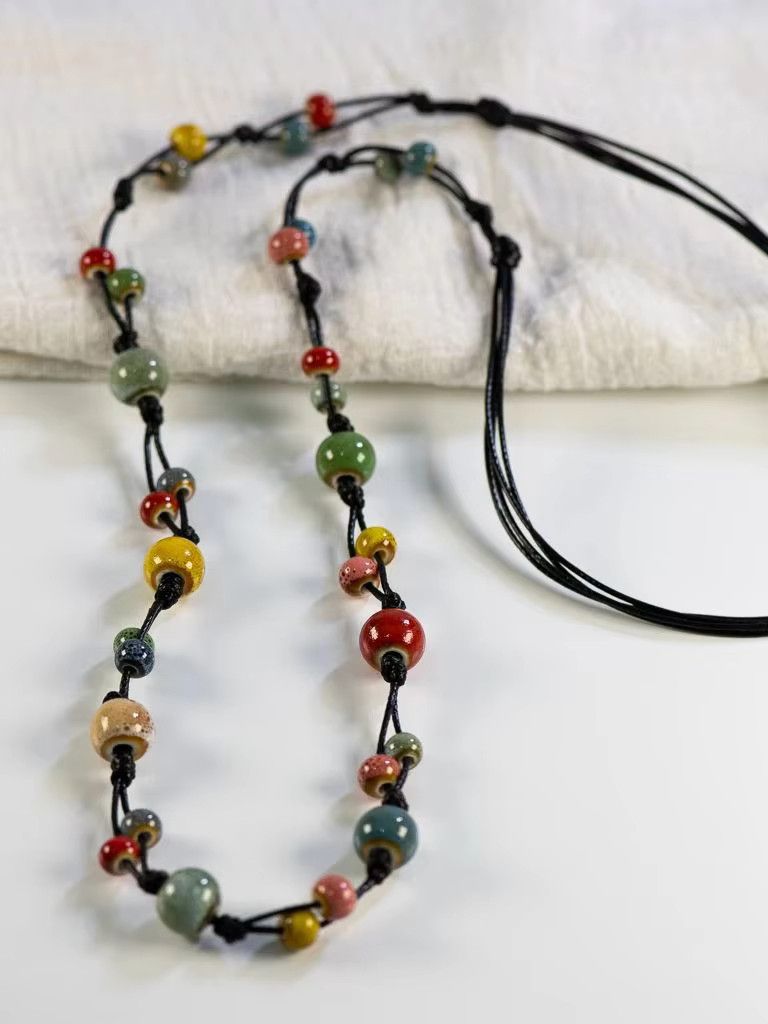 Jewelry Handcrafted Bohemian Ceramic Necklace Size ONE SIZE - 4 Thumbnail