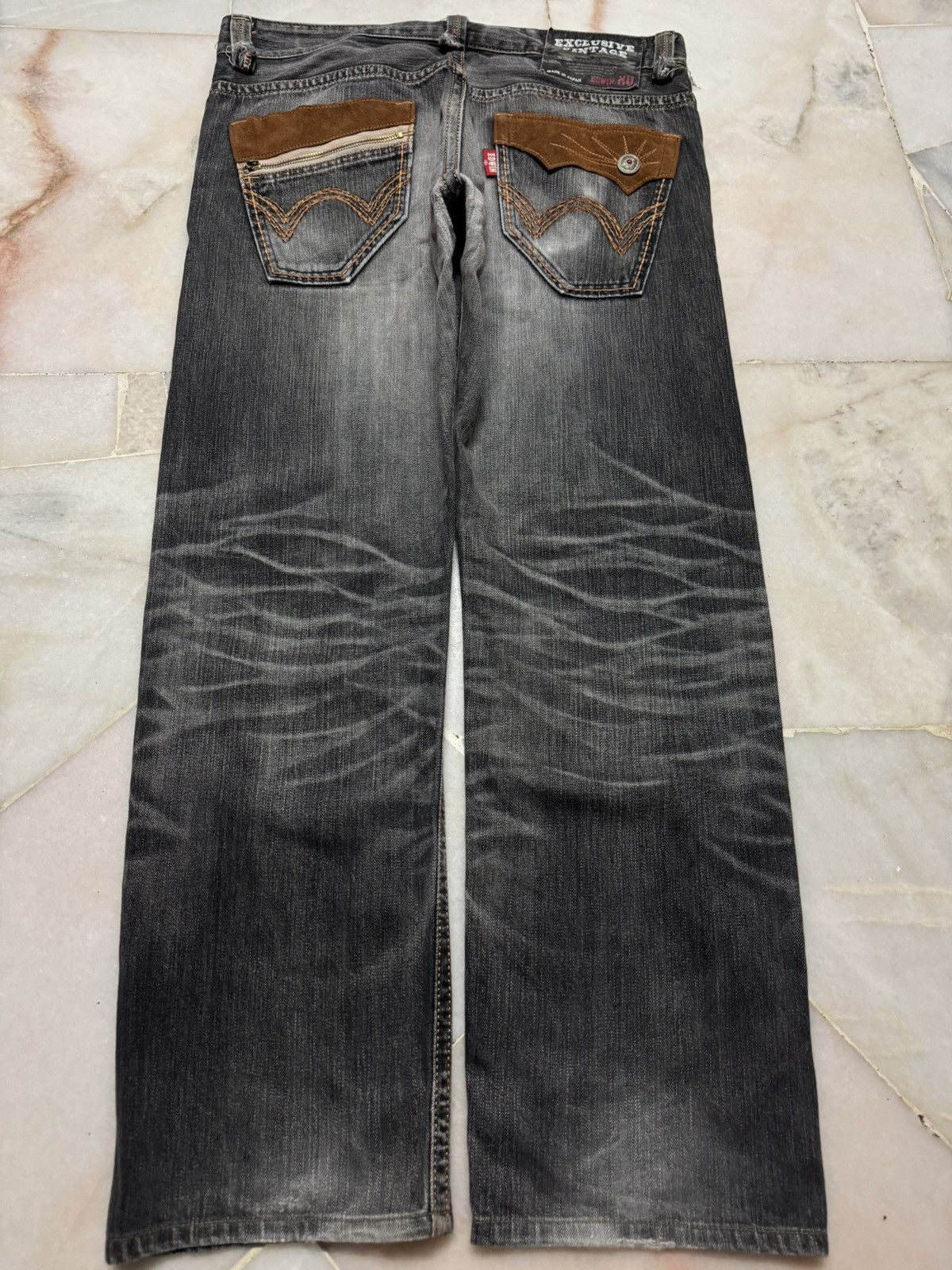 Japanese Brand 💥THRASHED💥90s STYLE EDWIN XV SICK SANDWASHED RARE FADES Size US 35 - 9 Thumbnail