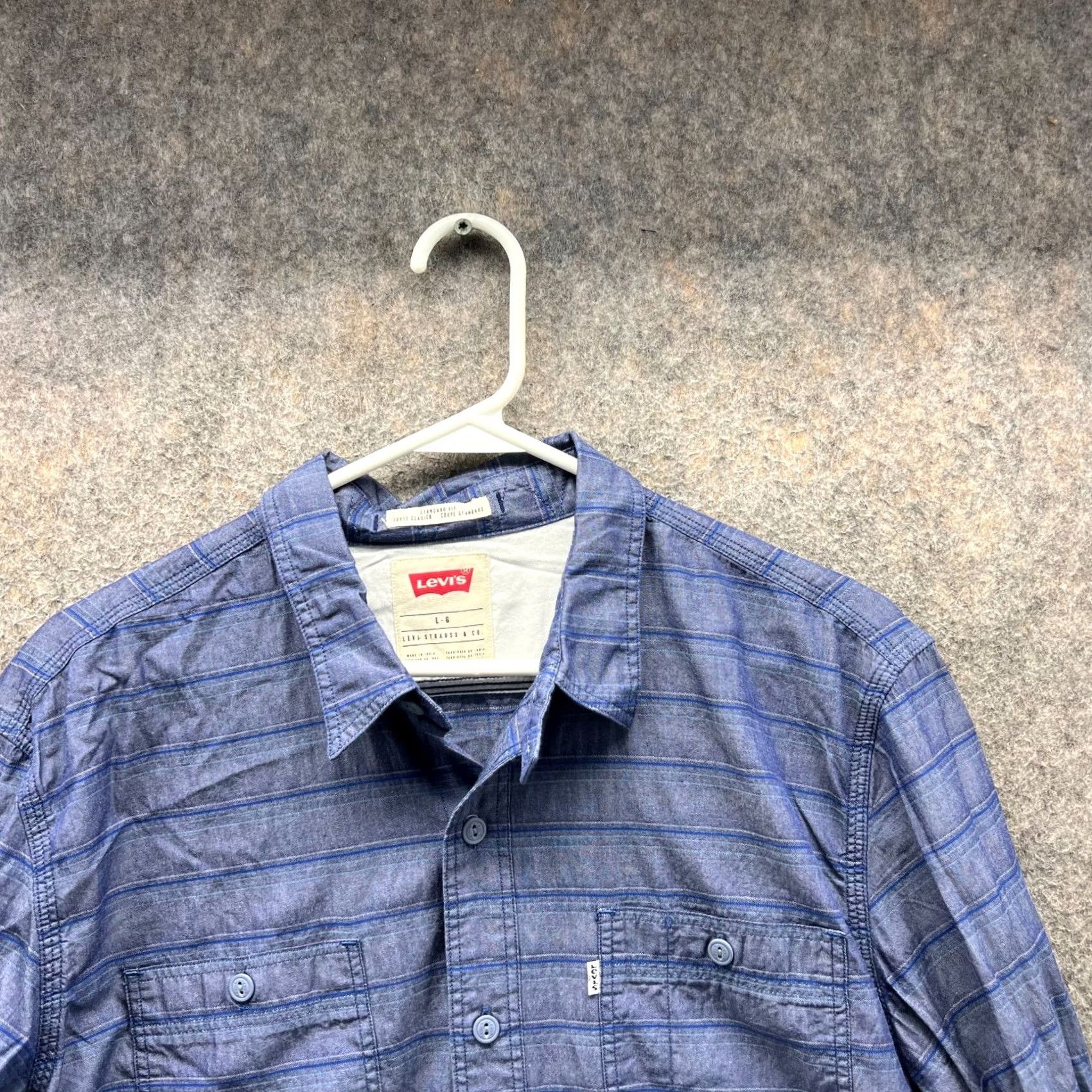 Levi's Levi's Shirt Mens Large Blue Button Down Classic Fit Striped Pocket Vintage Preppy Button-Up Shirt Size US L / EU 52-54 / 3 - 6 Thumbnail