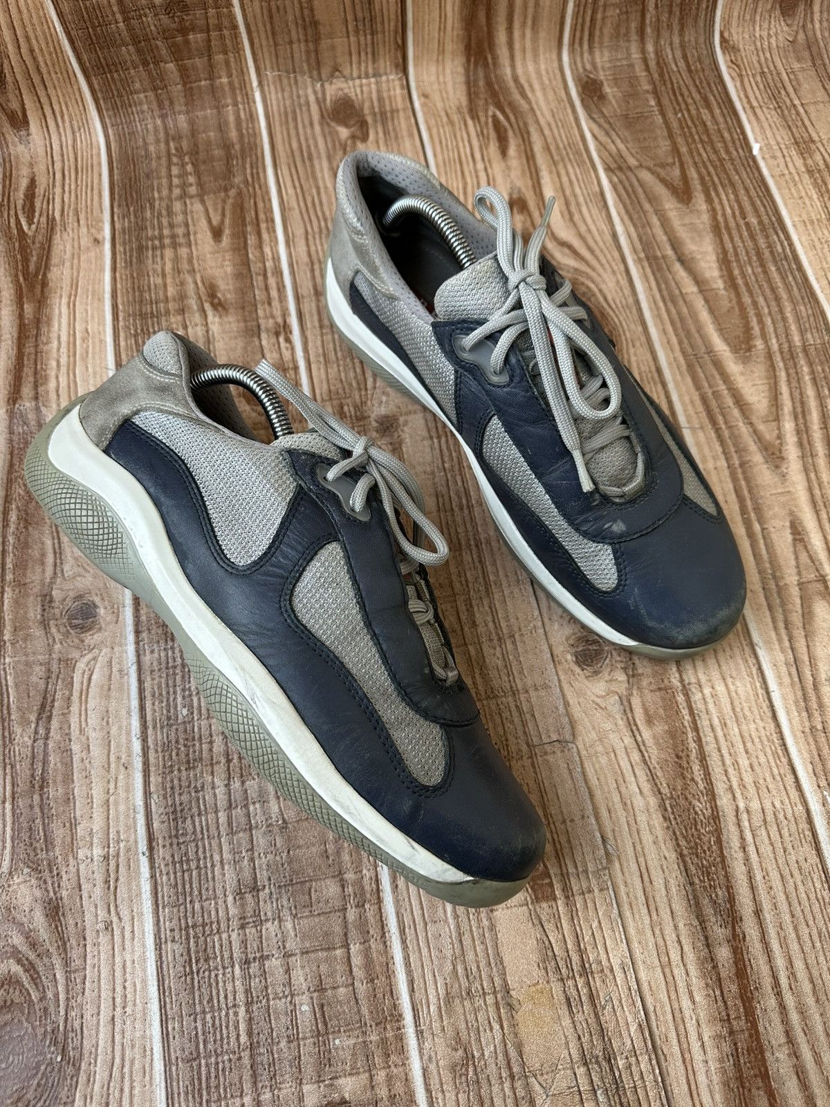 Prada Prada Americas Cup Blue Leather Low Tops Size US 8.5 / EU 41-42 - 1 Thumbnail