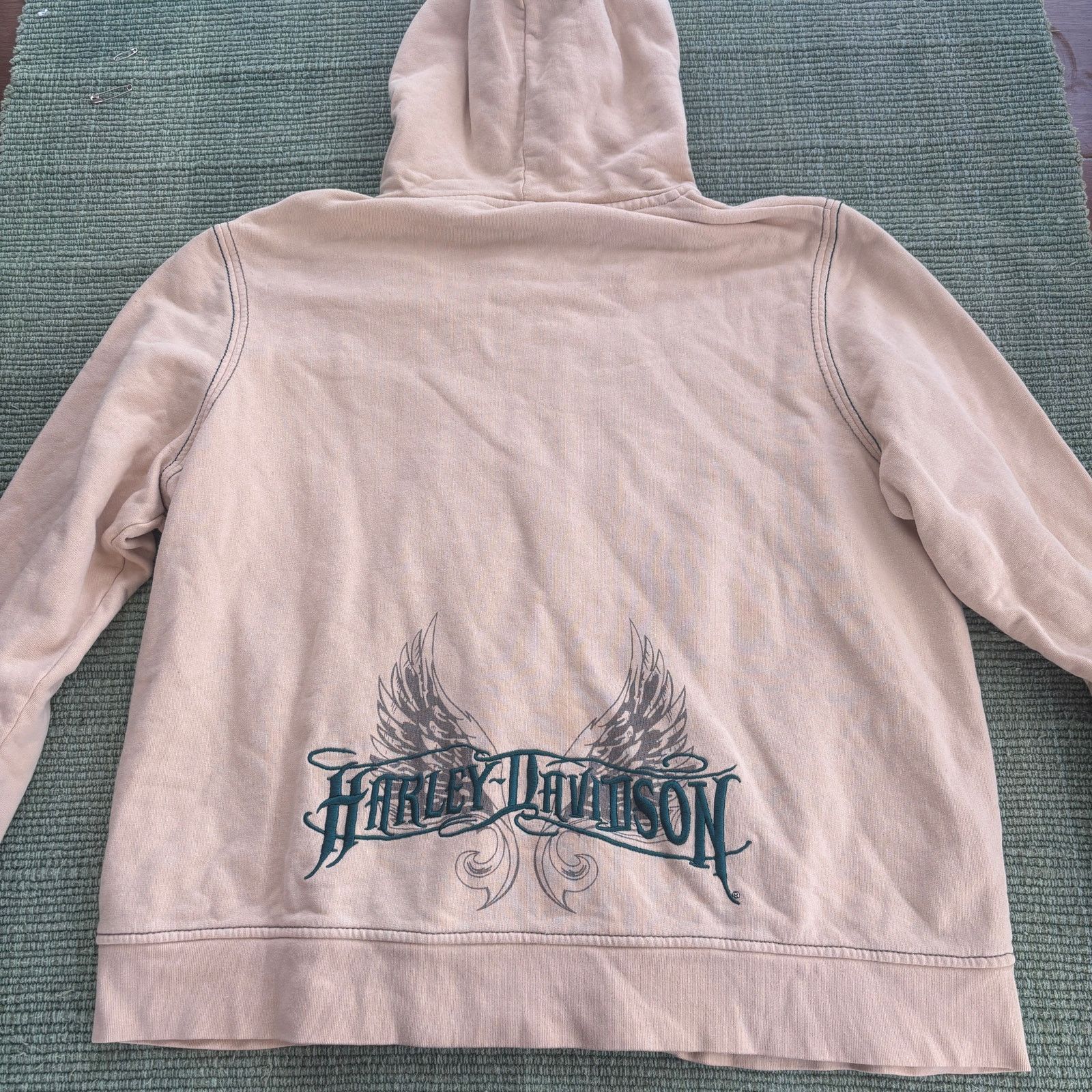 Harley Davidson × Vintage Vintage Y2K Harley Davidson Femme Cream Cotton Zip Hoodie XL Size XL / US 12-14 / IT 48-50 - 7 Thumbnail