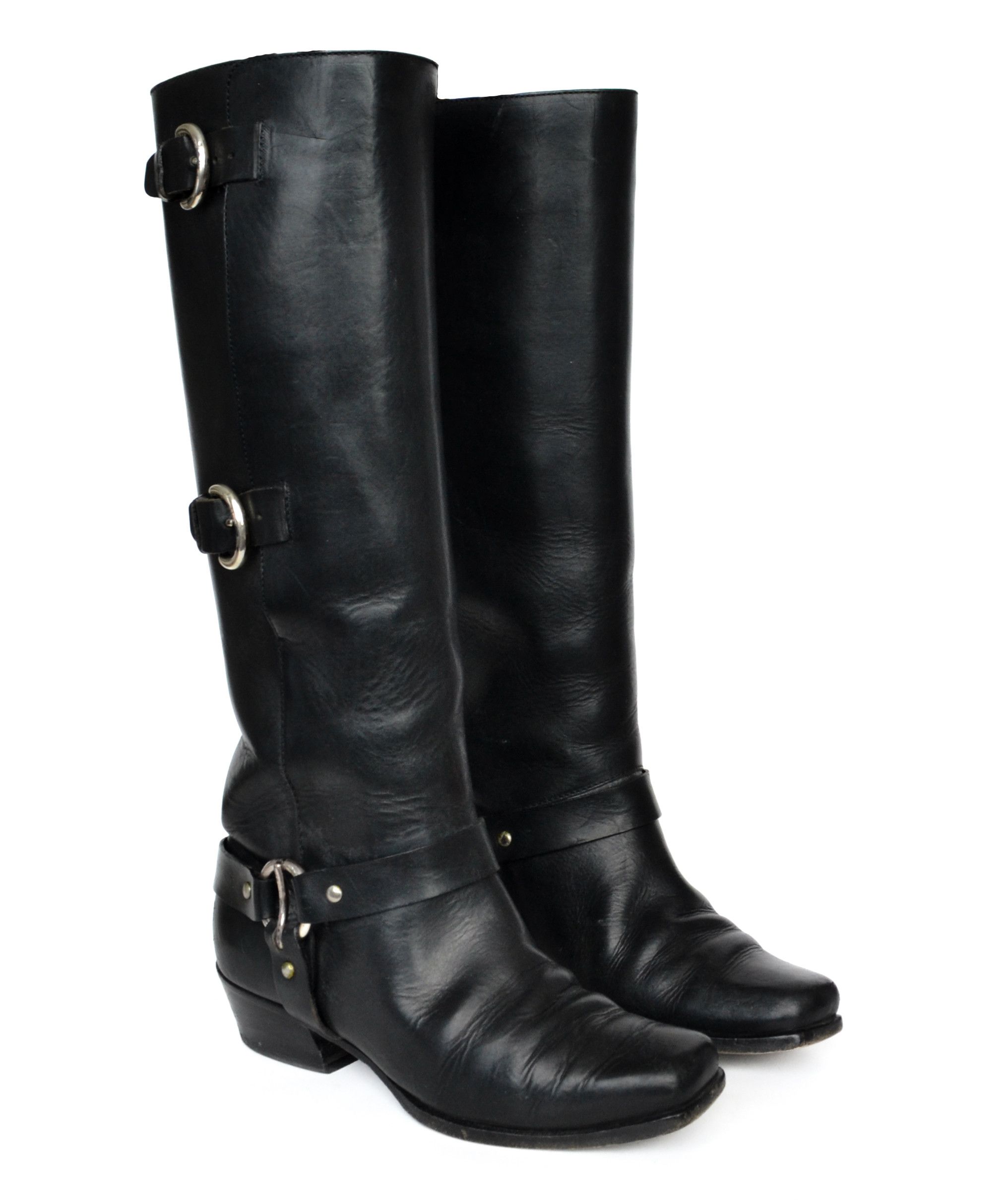 Miu Miu MIU MIU Boots Biker Tall Belt Leather Black Vintage PRADA Size US 8 / IT 38 - 4 Thumbnail