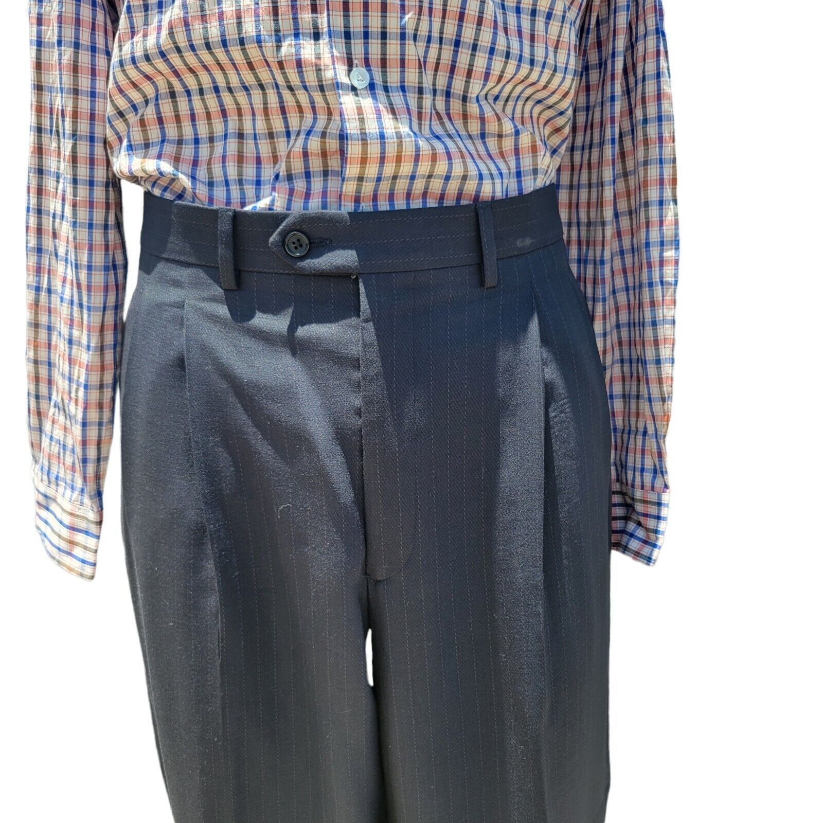 Dillard's Men's 3-Button Navy Suit with light gray pinstripe. Size 42L - 7 Thumbnail