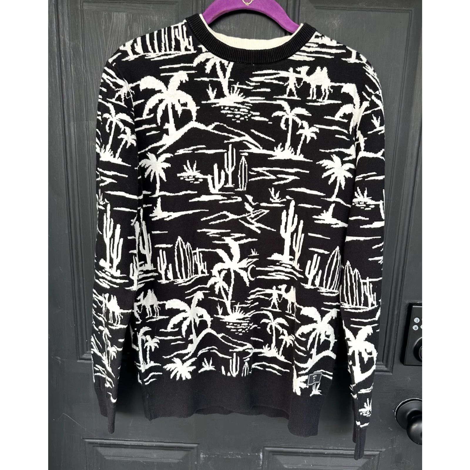 Scotch & Soda Scotch & Soda Sweater Men S Floral Black White Cotton Jacquard Patterned Pullover Size US S / EU 44-46 / 1 - 2 Thumbnail