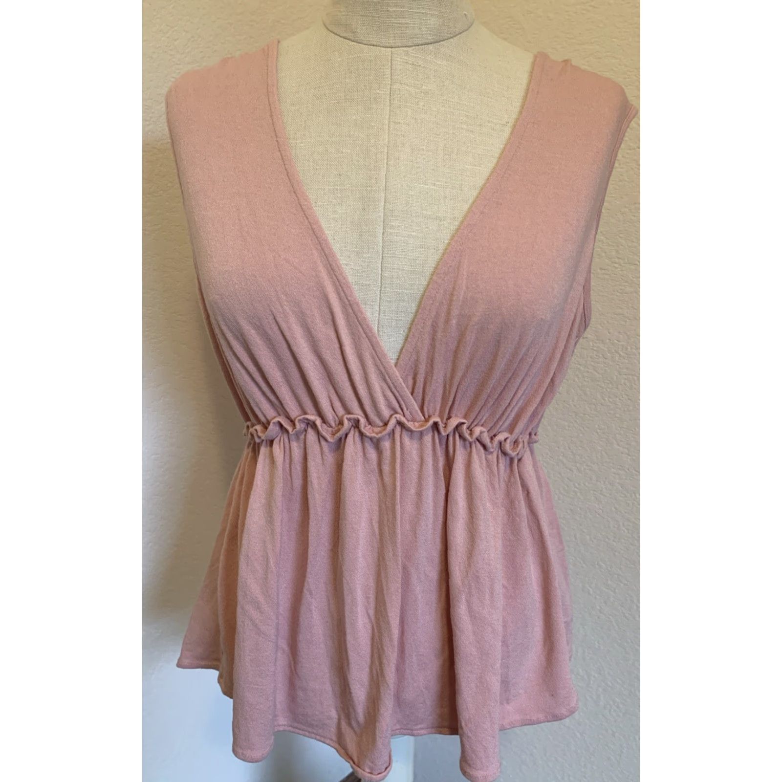 Pinko HIP Tank Top V-Neck Open-back Tie Stretchy Light Pink Sz Small Size S / US 4 / IT 40 - 2 Thumbnail