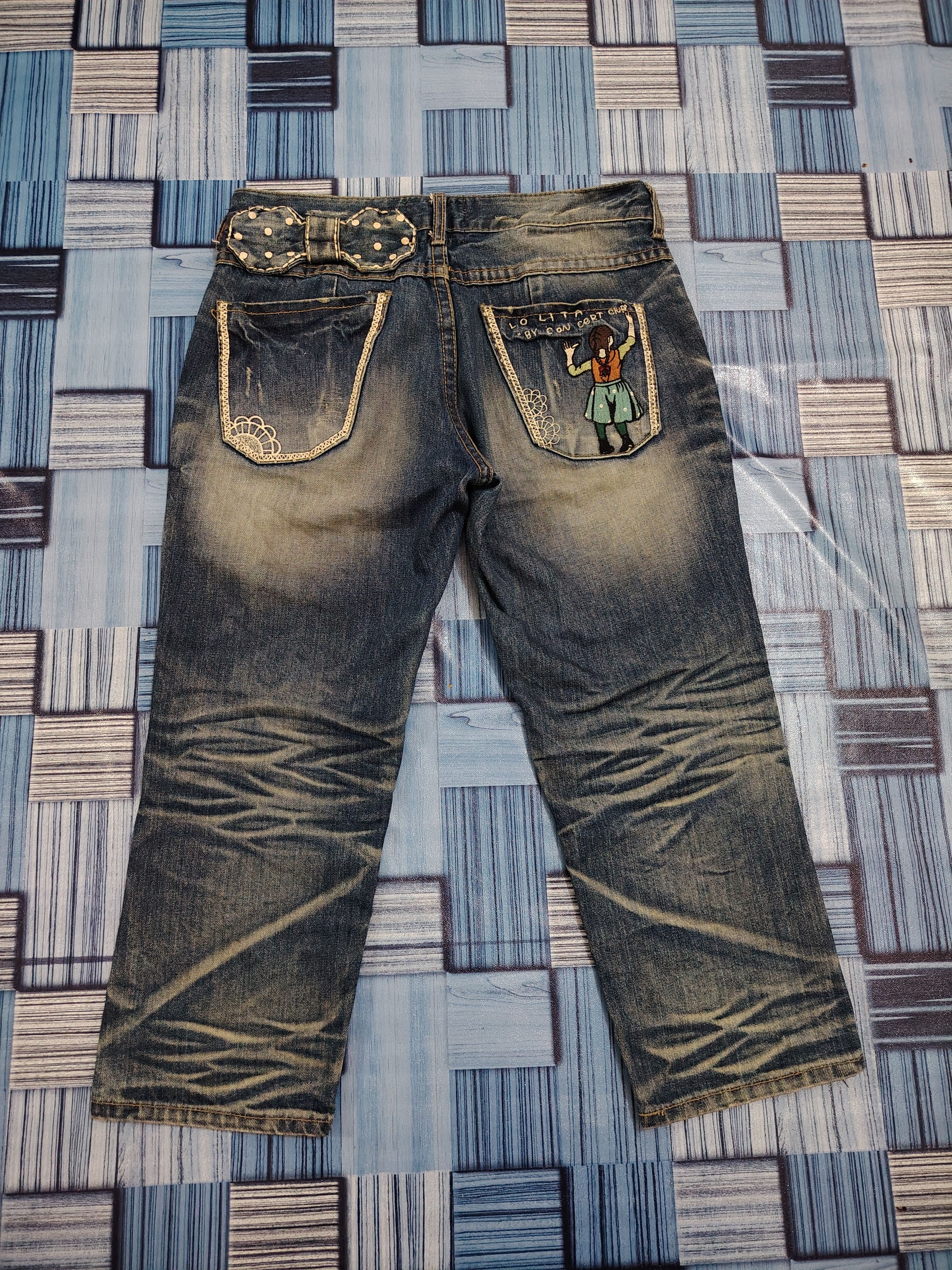 If Six Was Nine Rare!!! Lolita denim distressed flared short jeans Size 31" - 1 Thumbnail