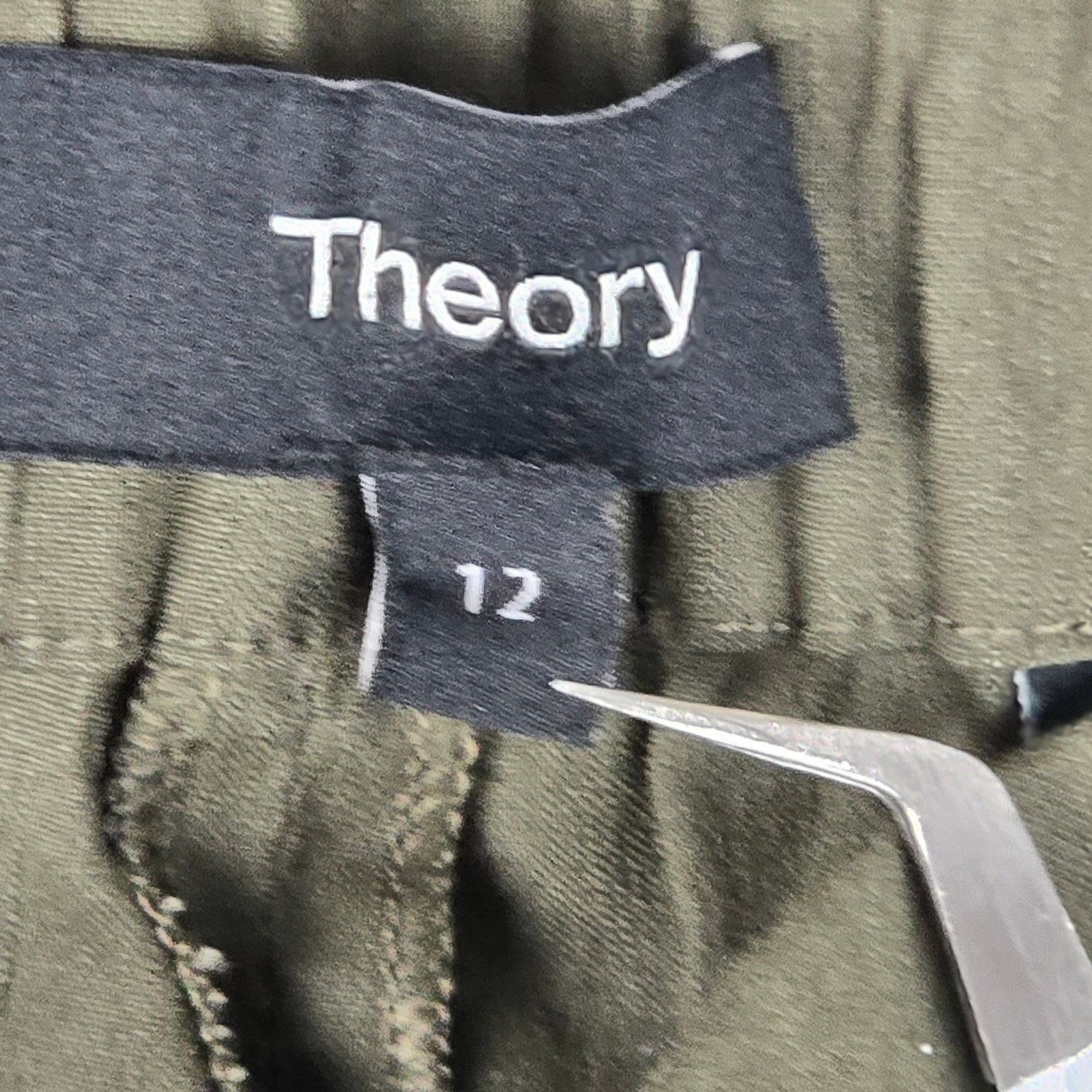 Theory Theory 12 Olive Green Linen Blend Pull On Pants Pockets Size 34" / US 12 / IT 48 - 6 Thumbnail