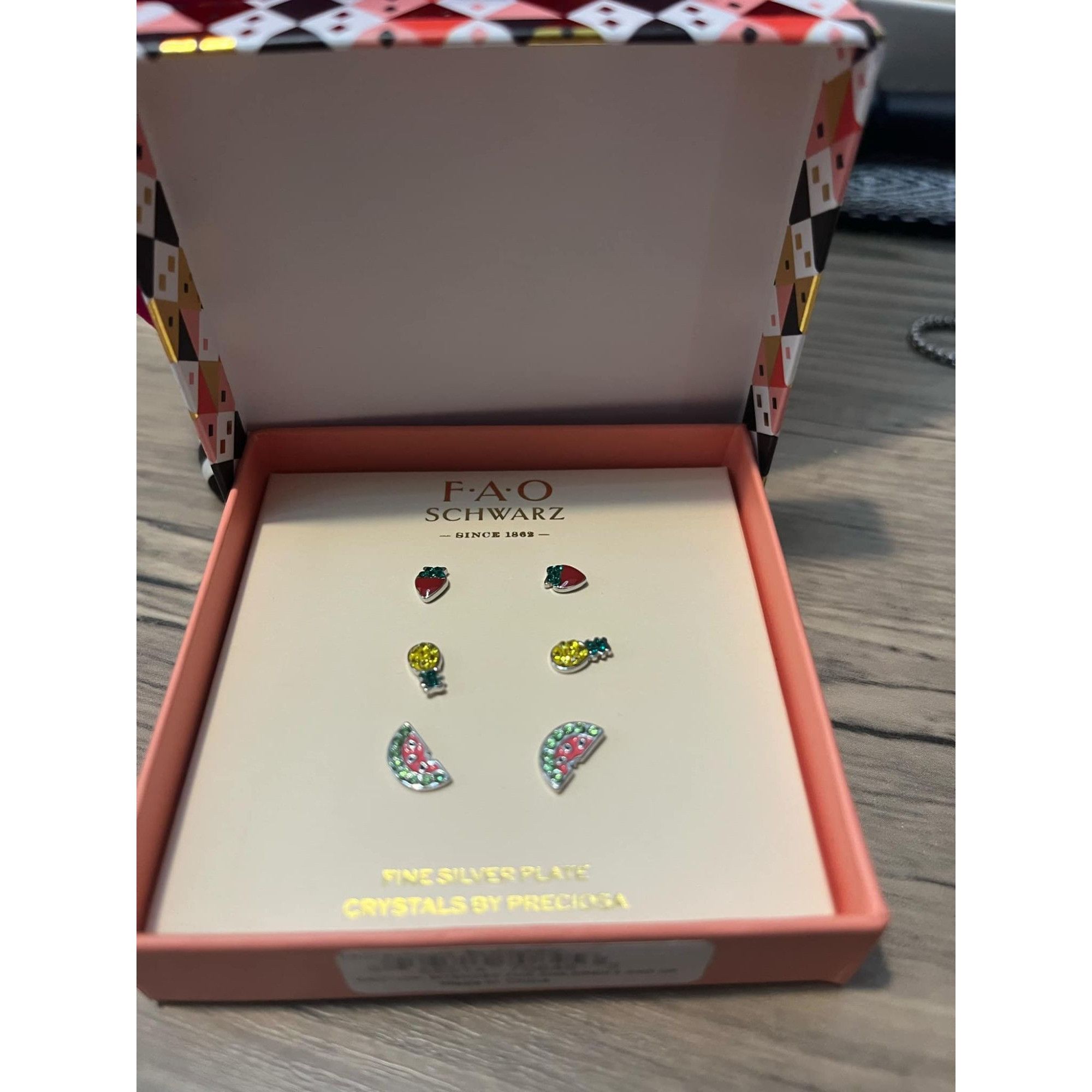 Other FAO Schwarz Fruit Stud Earrings Gift Set Crystals Silver Pla Size ONE SIZE - 2 Thumbnail