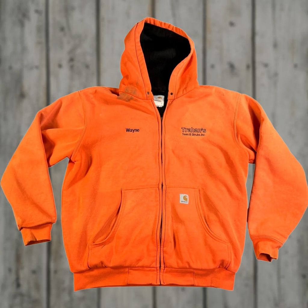 Carhartt VINTAGE Carhartt Full Zip Hoodie Men L Orange Thermal Lined Embroidered Workwear Size US L / EU 52-54 / 3 - 1 Thumbnail