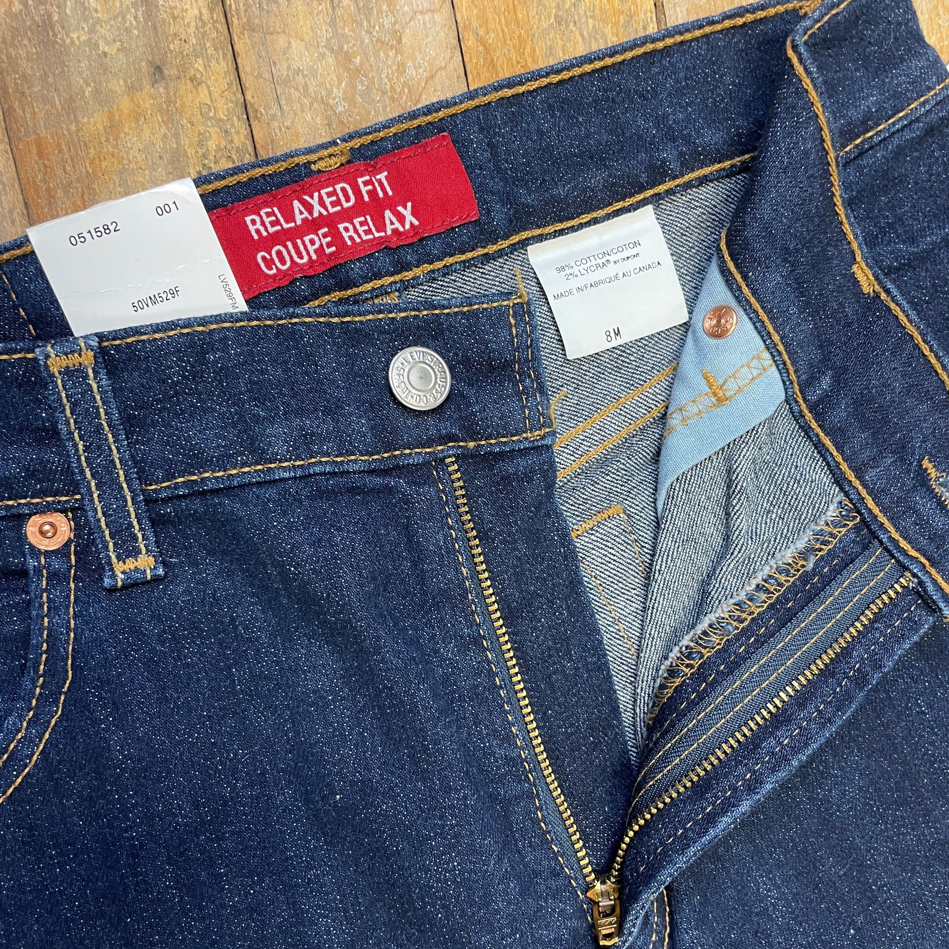 Levi's Vintage Deadstock Dark Wash Levi's Stretch Relaxed Fit 550s Made In Canada 29" Waist Size 29" - 7 Thumbnail