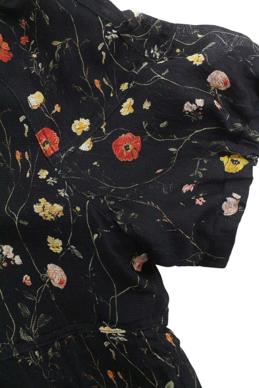 R13 RAGLAN SLEEVE BABYDOLL L Floral Black Wool Silk Dress 89922 Size L / US 10 / IT 46 - 9 Thumbnail