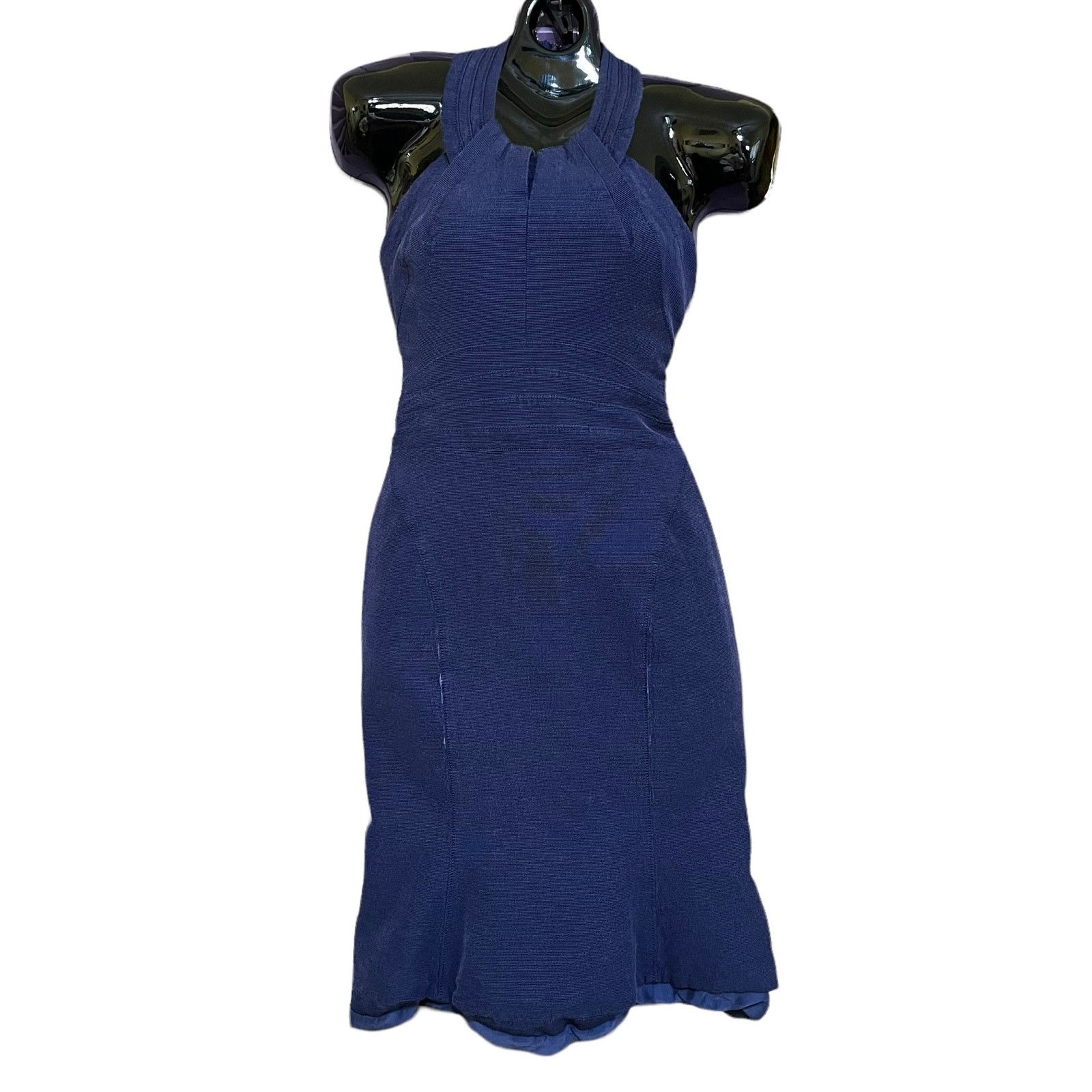 Zac Posen Zac Posen Navy Blue Halter-Neck Sheath Midi Mermaid Dress Size S / US 4 / IT 40 - 1 Thumbnail