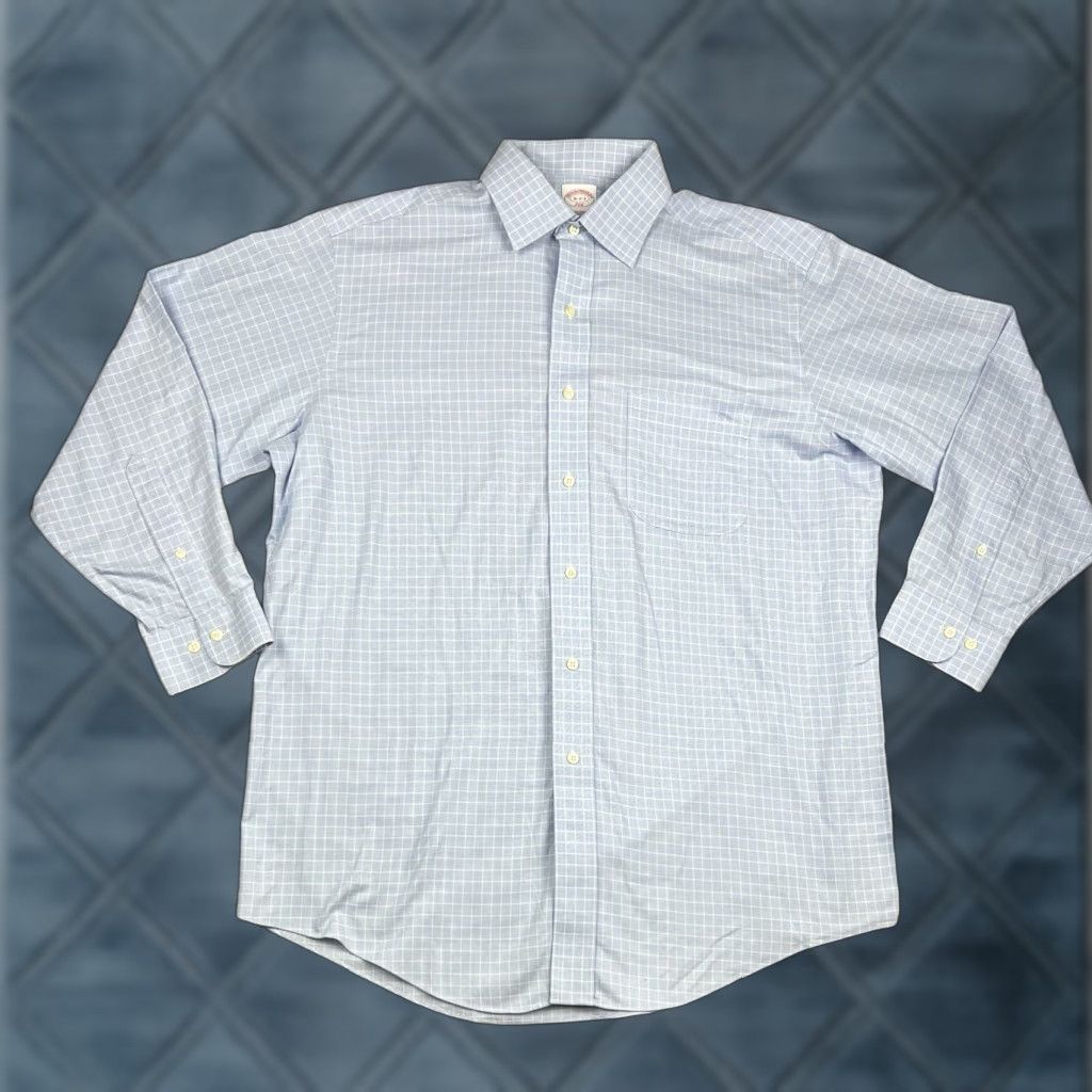 Brooks Brothers Brooks Brothers Dress Shirt 16.5-2/3 Men Blue Plaid Button Up Long Sleeve Cotton Size 46R - 1 Thumbnail