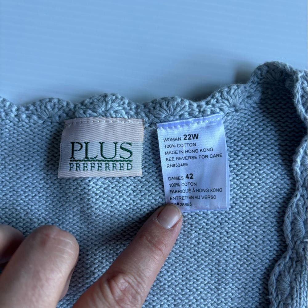 Designer Vintage Knitted Crochet Baby Blue Vest Size XXL / US 16-18 / IT 52-54 - 4 Thumbnail