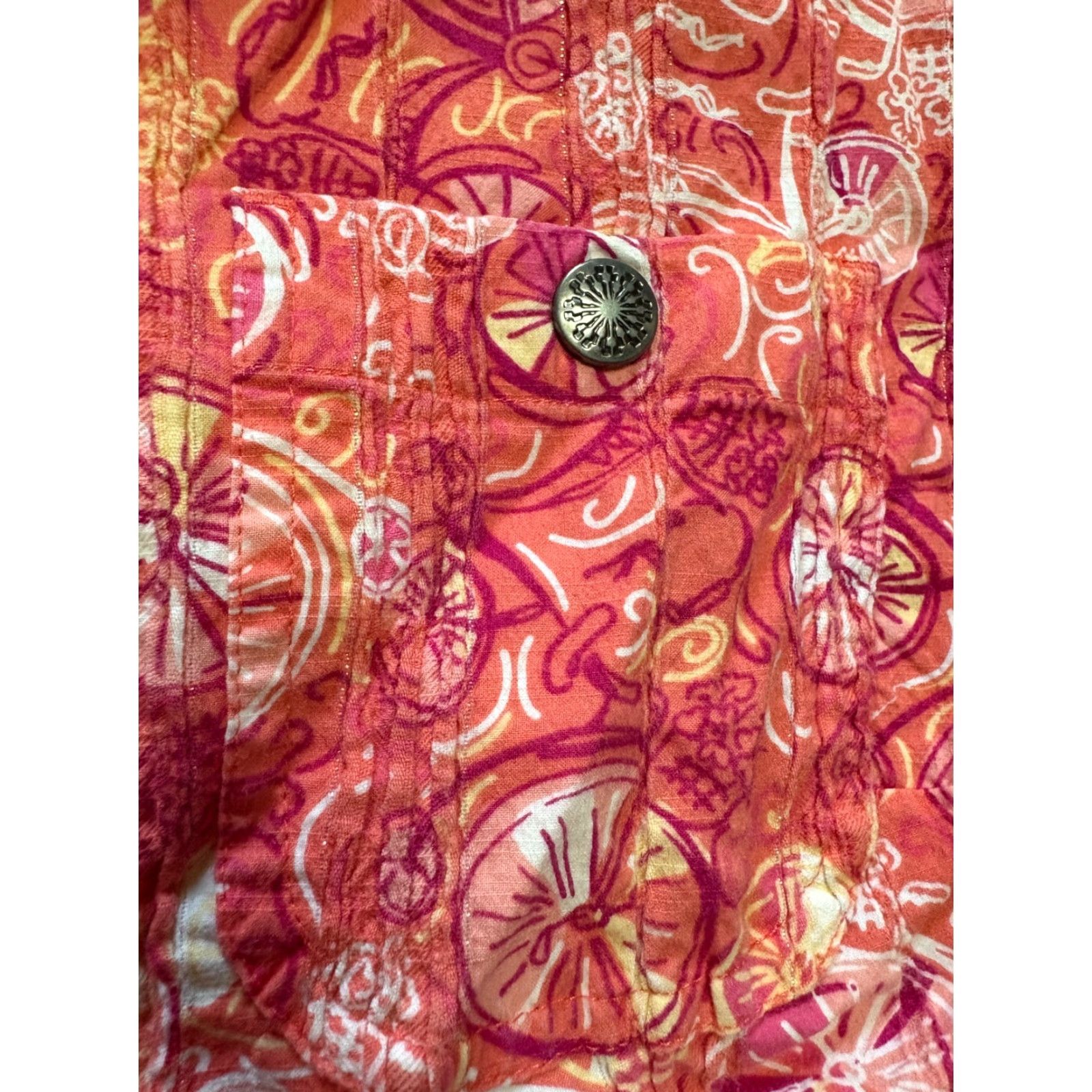 Vintage Christopher & Banks Button Up Shirt Womens Medium M Top Pink Bicycle Pattern Womens M Pink Shirt Button-Up Short Sleeve Collared Button Up Shirt Size M / US 6-8 / IT 42-44 - 5 Thumbnail