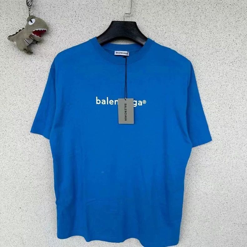 Balenciaga Klein Blue Slogan Short Sleeve