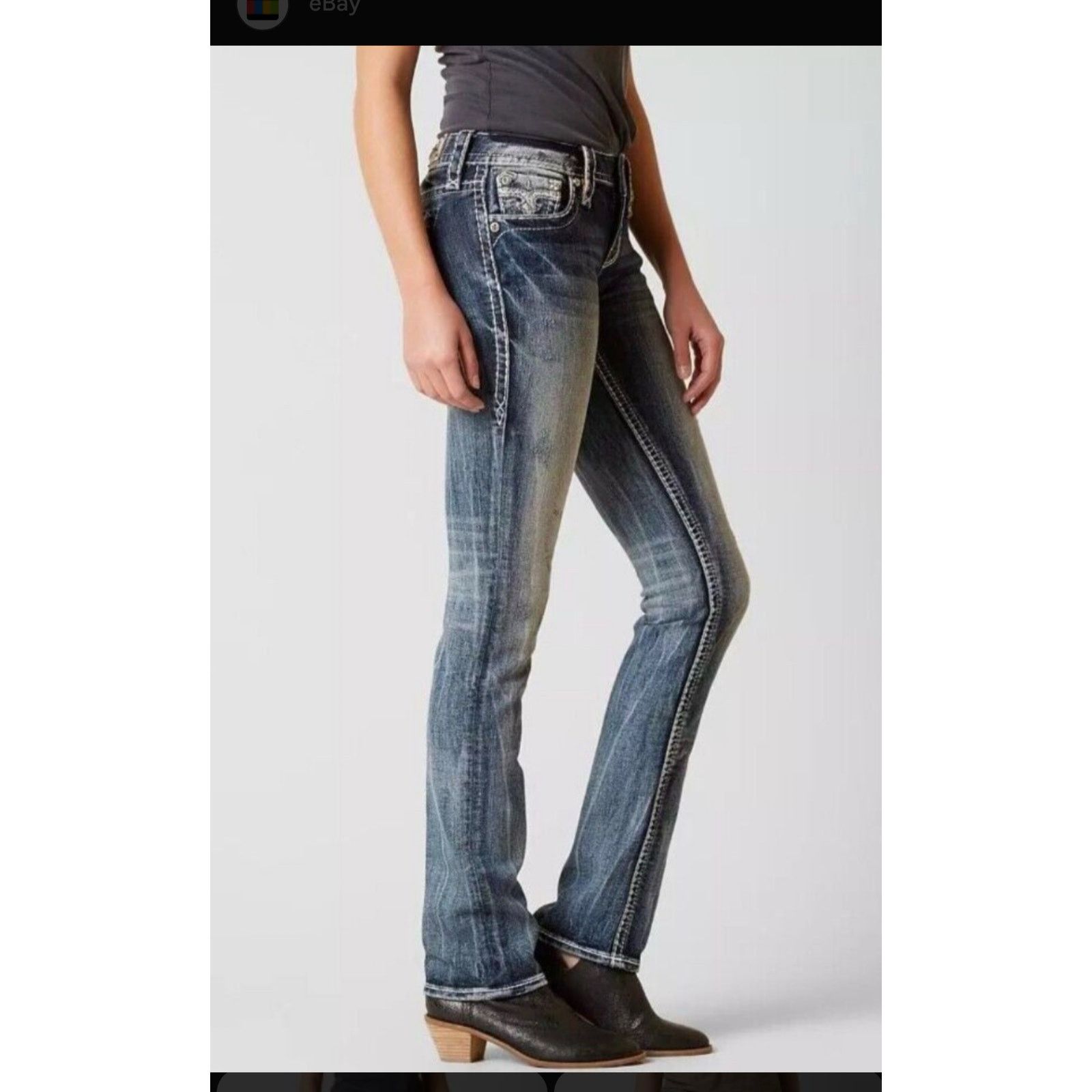 Rock Revival Rock Revival Embellished Low Rise Sargon Straight Denim 29 Size 29" - 1 Thumbnail