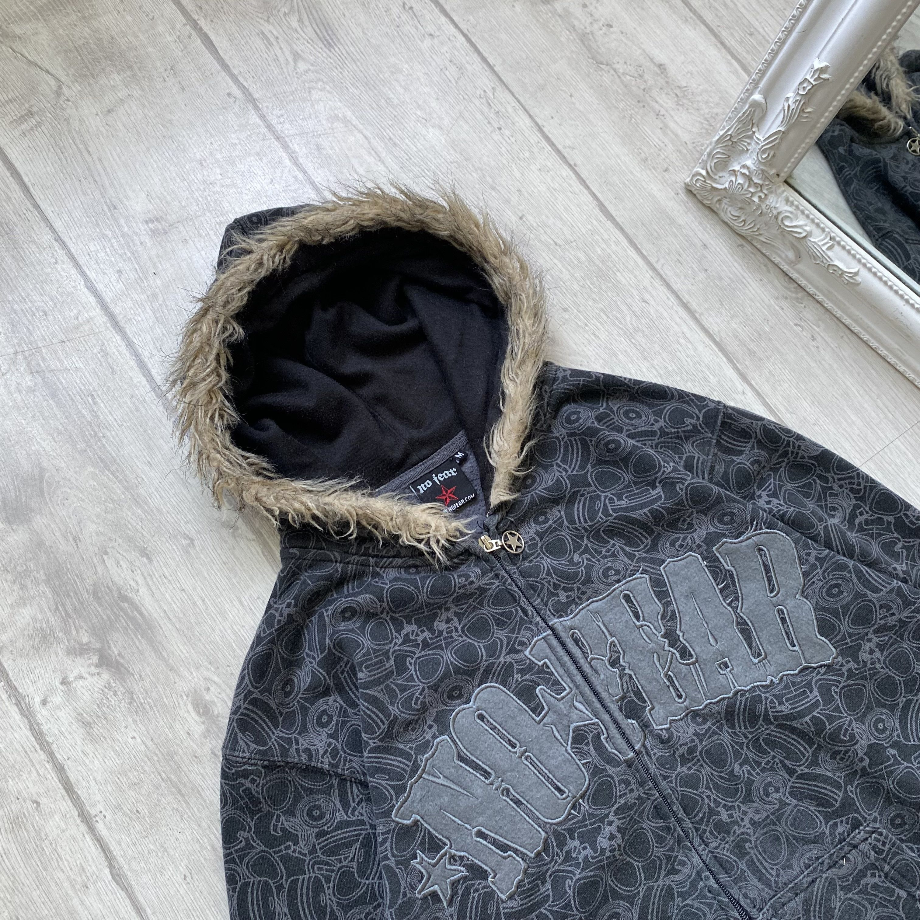 If Six Was Nine Vintage 00s NO FEAR Fur Hoodie center logo Affliction style Size US M / EU 48-50 / 2 - 2 Thumbnail