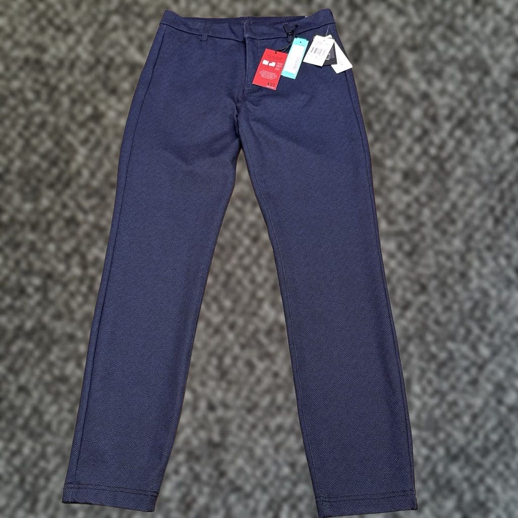 Vintage KUT from the Kloth High Rise Fab AB Trouser Skinny Pants Womens 8 Herringbone Blue PFL Stretch Chino Tailored Slim Vintage: No (adjusted by rules) Size 30" / US 8 / IT 44 - 1 Thumbnail