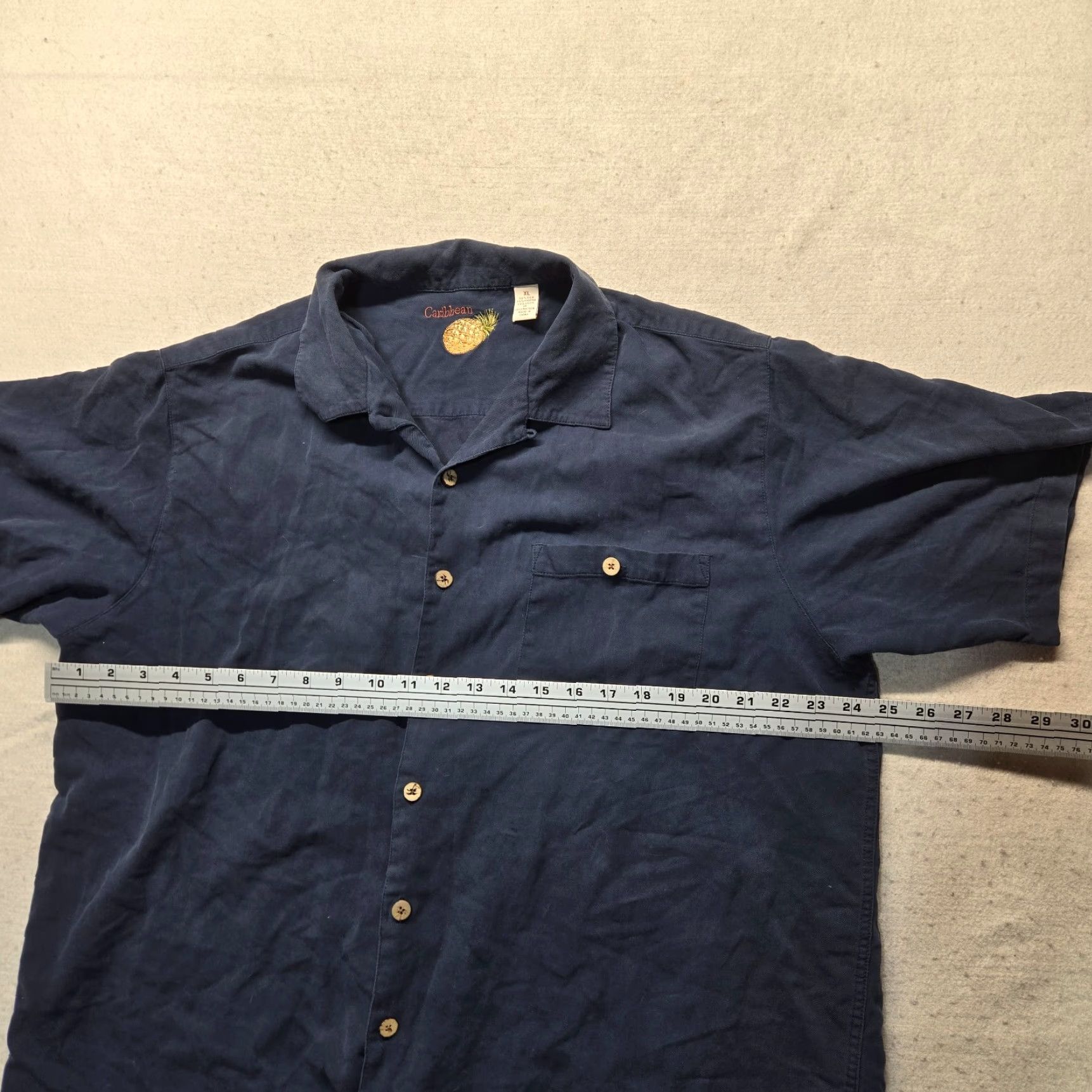 Vintage Caribbean Shirt Blue Button Up Short Sleeve Rayon Blend Embroidered Beach Men XL Size US XL / EU 56 / 4 - 5 Thumbnail